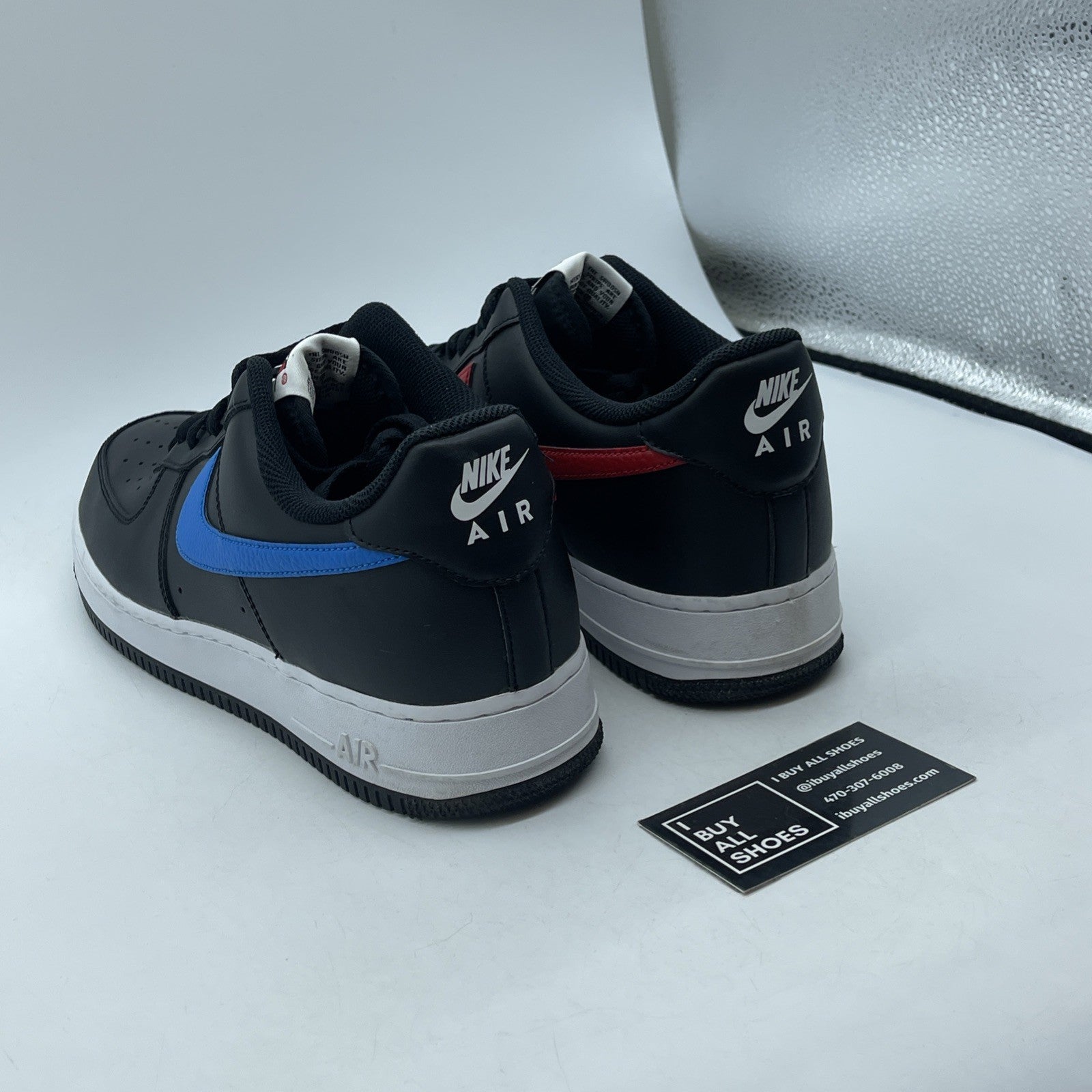 Size 11.5 - Nike Air Force 1 '07 Mismatch Swooshes Black Leather (CT2816-001)