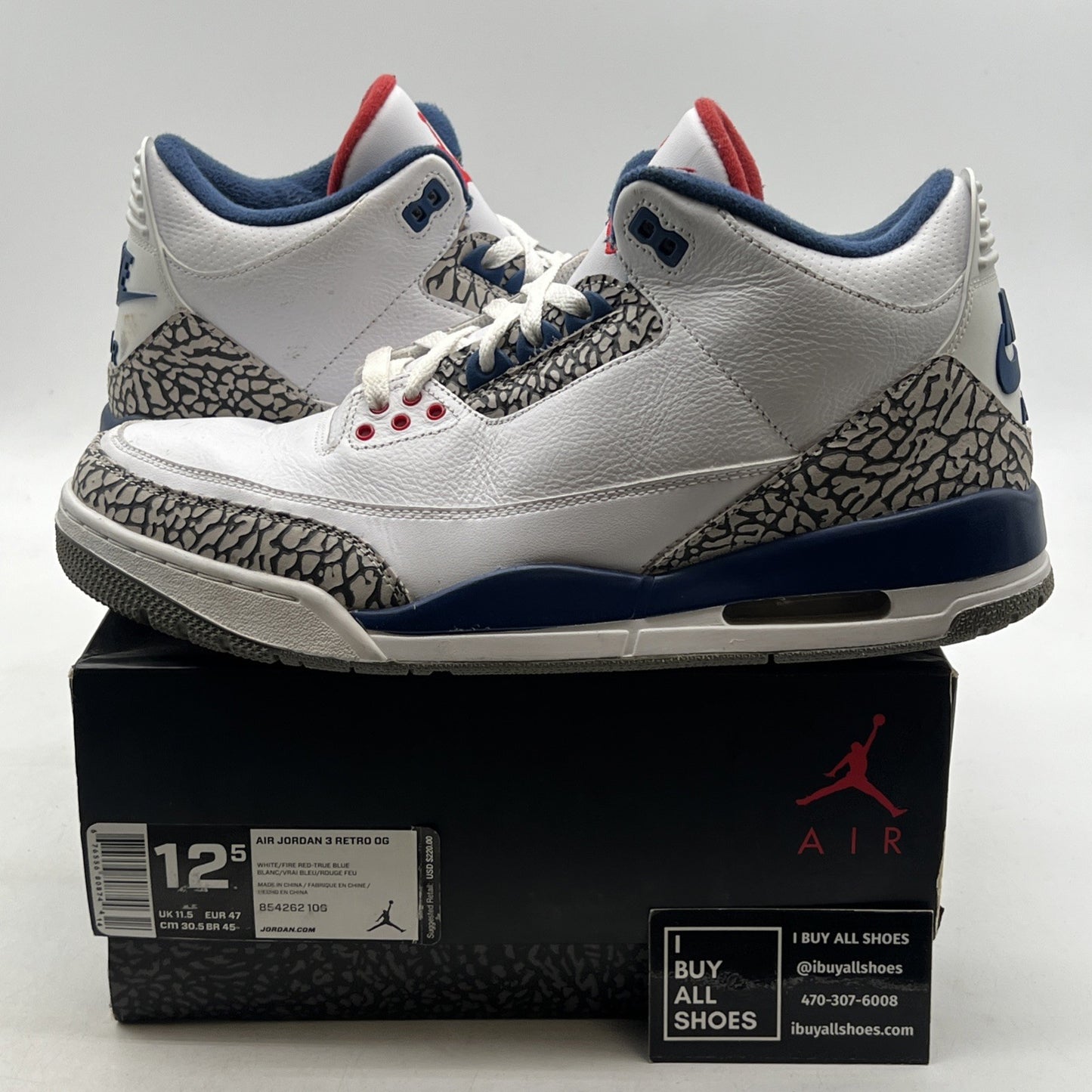 Size 12.5 - Air Jordan 3 Retro OG Mid True Blue (854262-106)