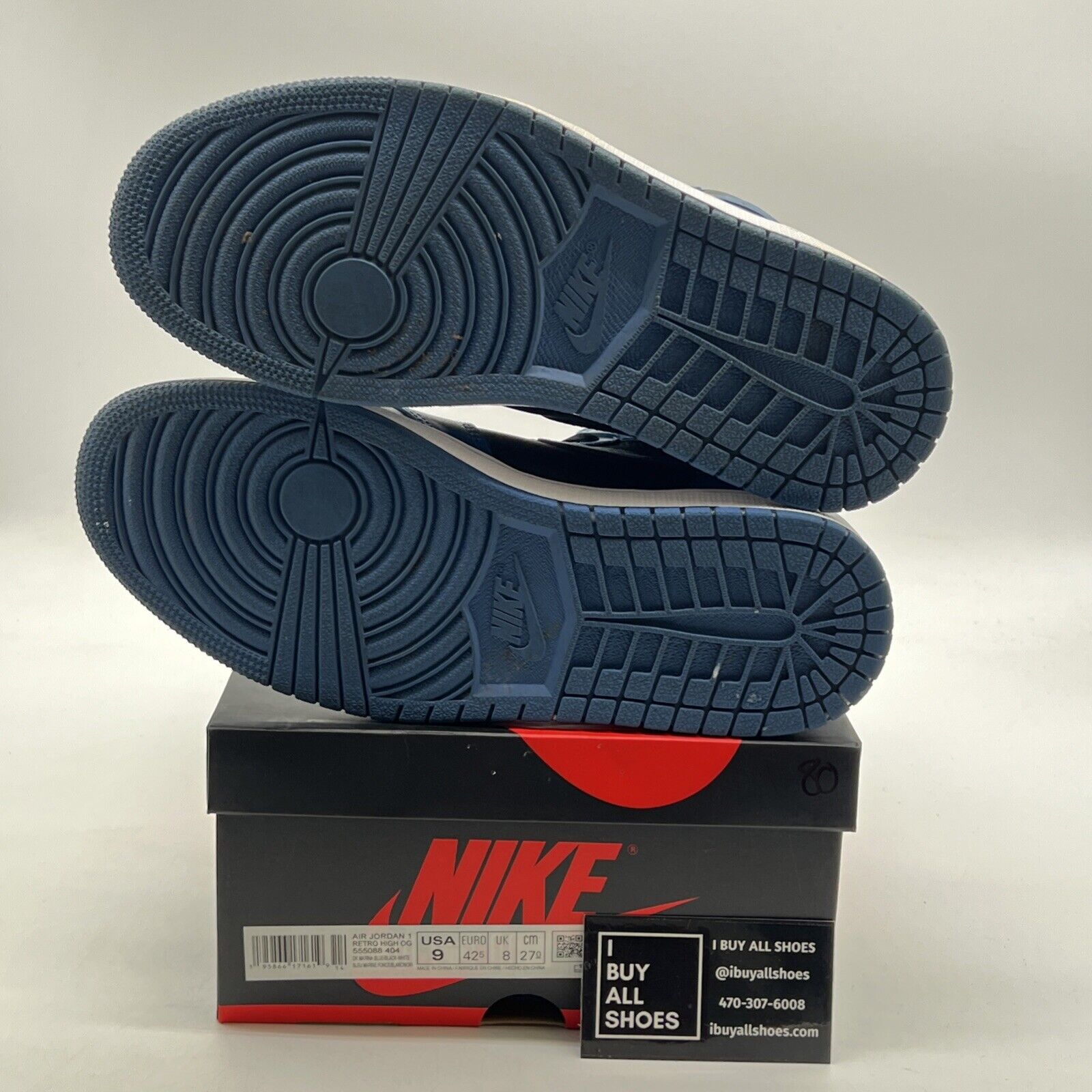 Size 9 - Air Jordan 1 Retro OG High Dark Marina Blue (555088-404)