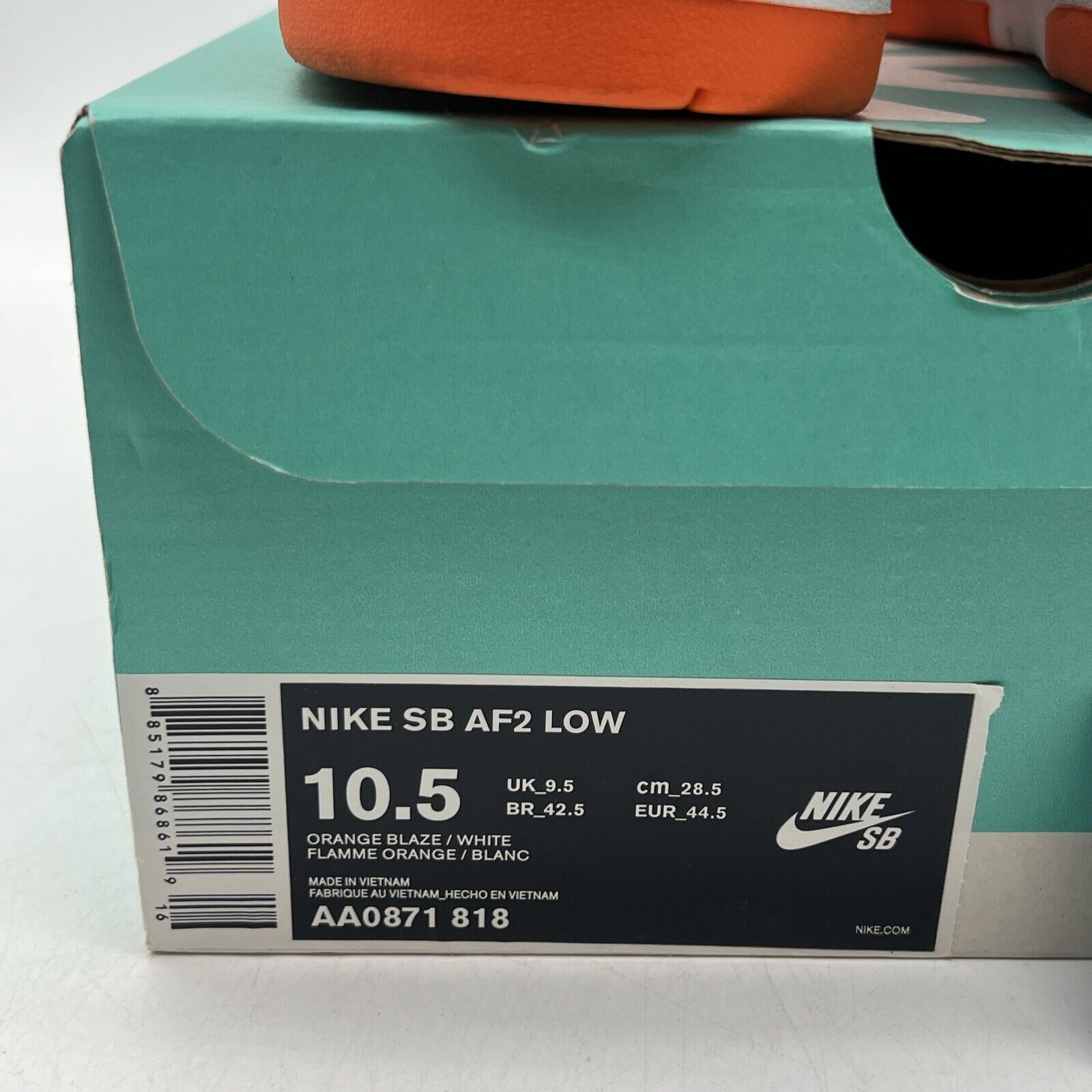 Size 10.5 - Nike Supreme x Air Force 2 Orange Leather (AA0871-818)