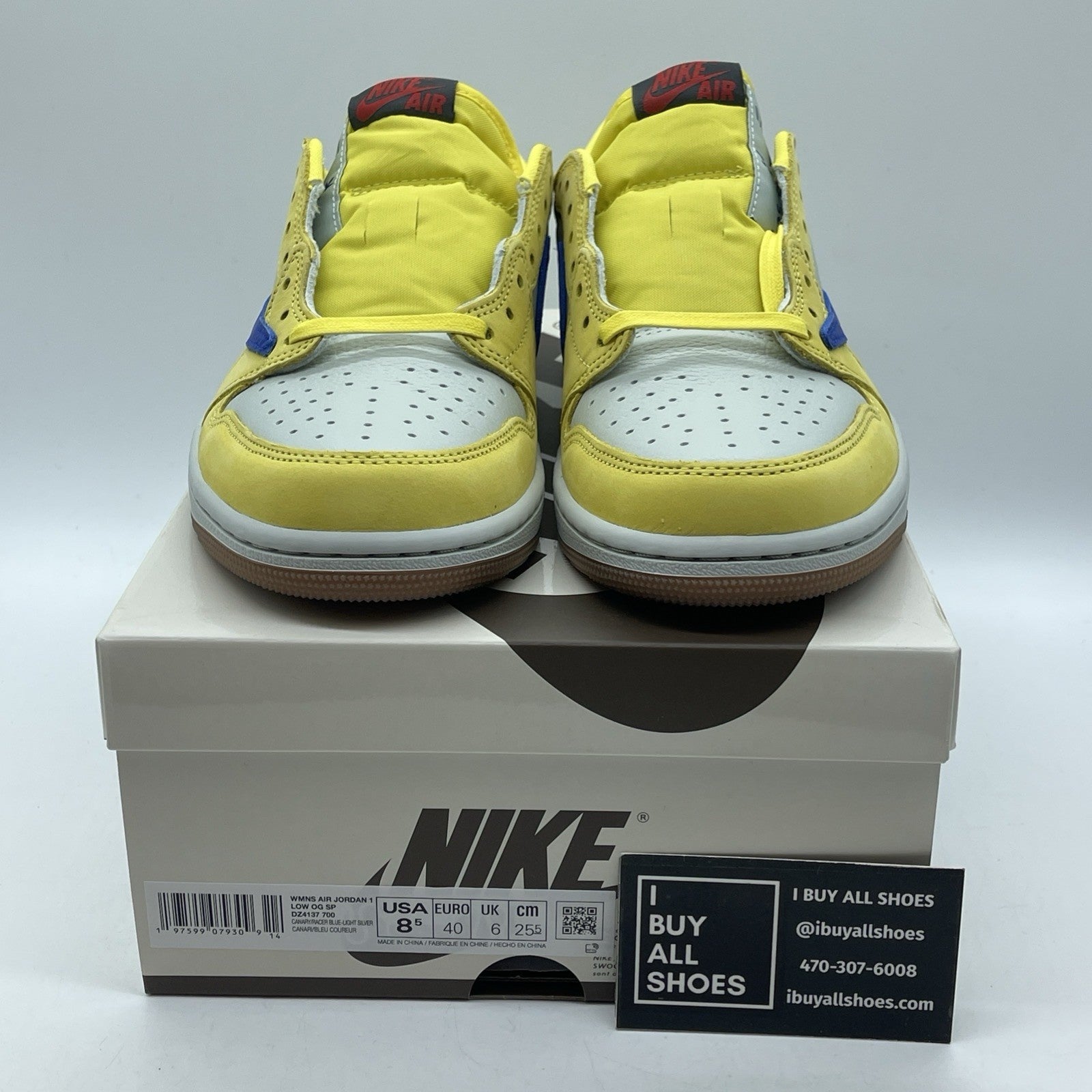 Size 8.5W - Travis Scott x Air Jordan 1 Retro OG SP Low Canary (DZ4137-700)