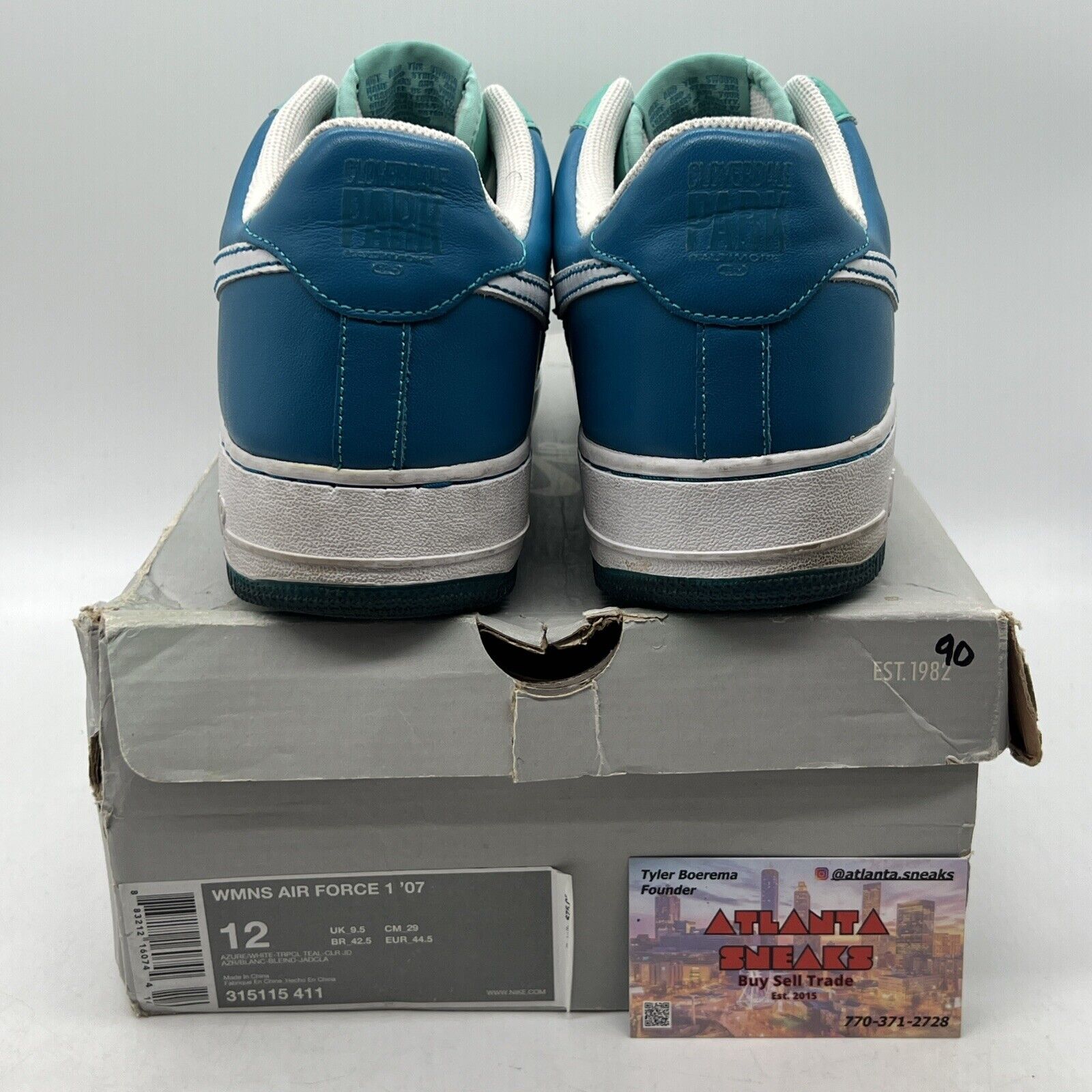 Size 12 - Nike Air Force 1 '07 Azure W White Blue Leather (315115-411)