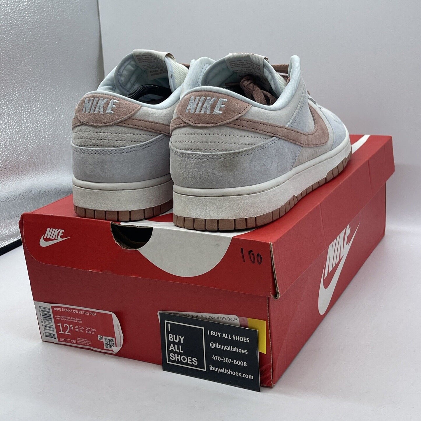 Size 12.5 - Nike Dunk Premium Low Fossil Rose Blue Grey Suede (DH7577-001)