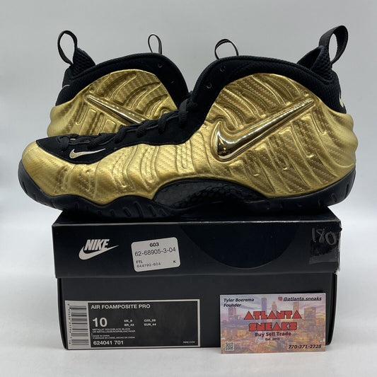 Size 10 - Nike Air Foamposite Pro Metallic Gold Black (624041-701)