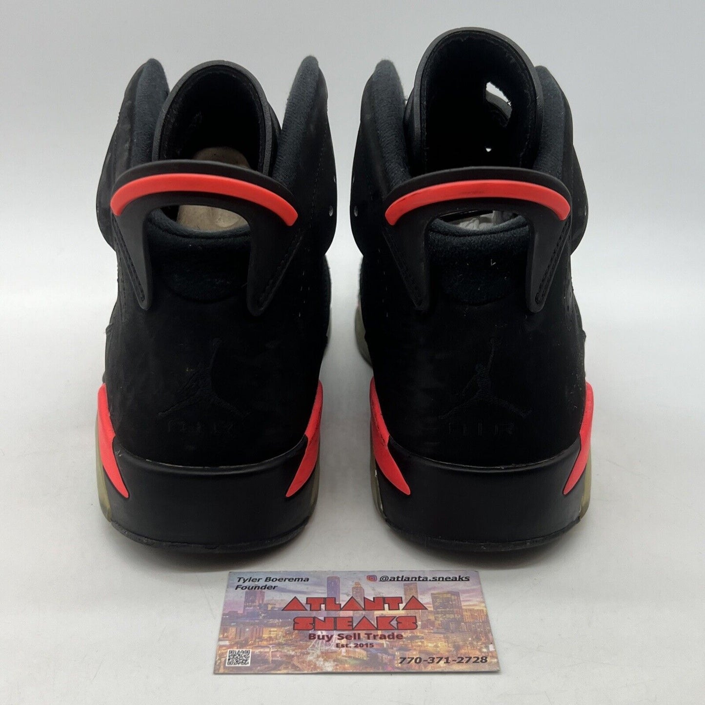 Size 9 - Jordan 6 Retro Infrared Black 2014 Black Suede (384664-023)