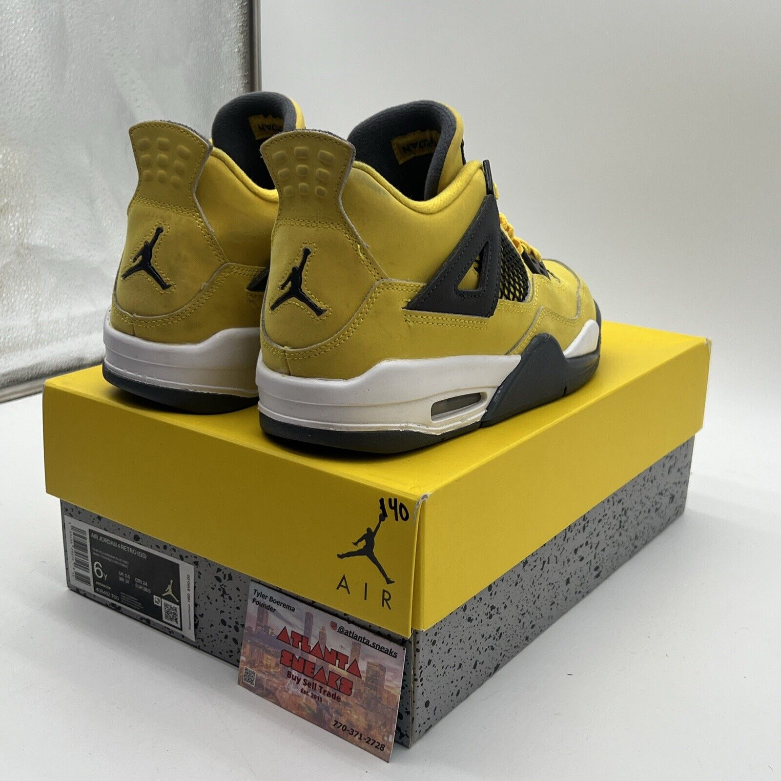 Size 6 - Jordan 4 Retro GS Tour Yellow 2021 - (408452-700) White Grey Suede