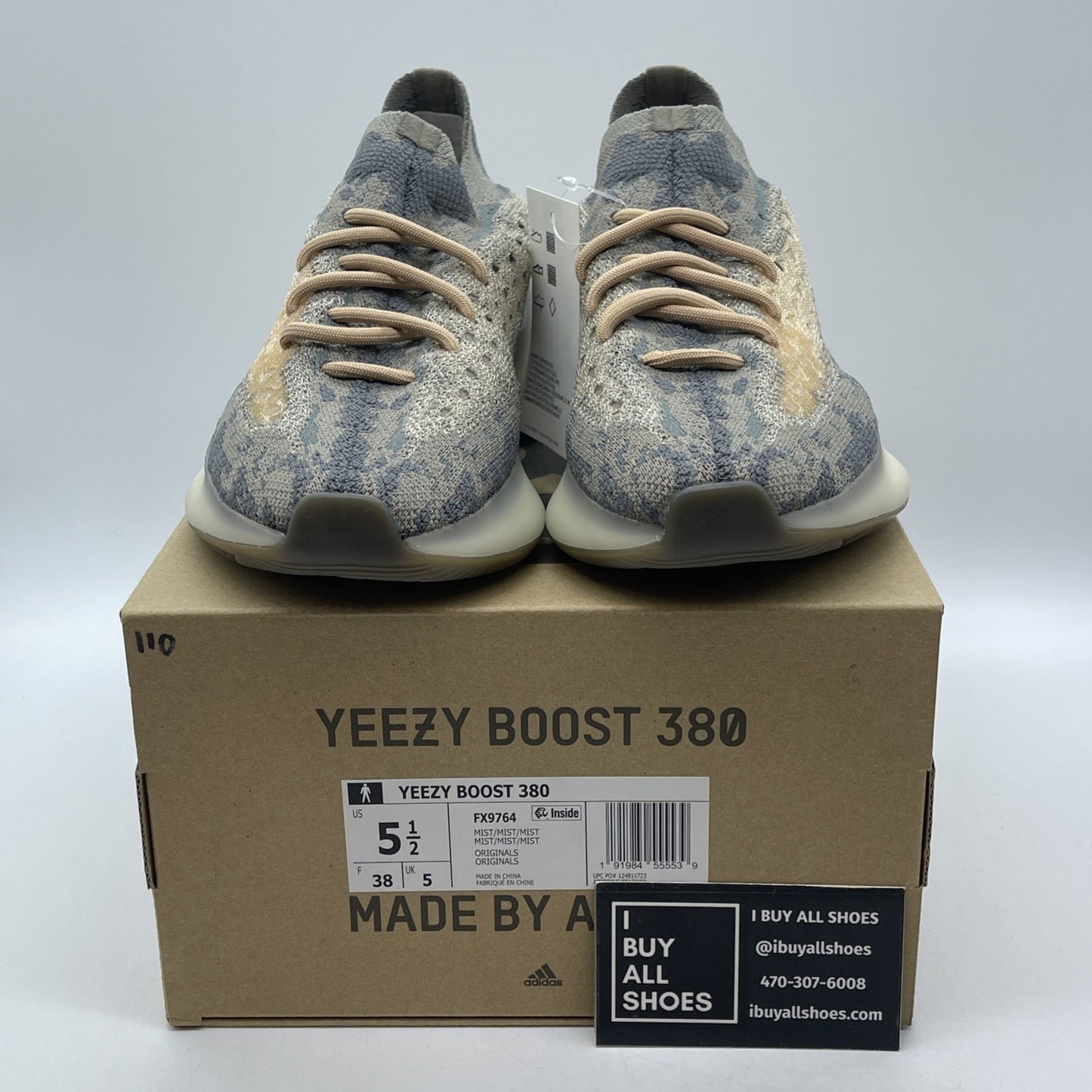 Size 5.5 - adidas Yeezy Boost 380 Mist Non-Reflective Grey Suede (FX9764)