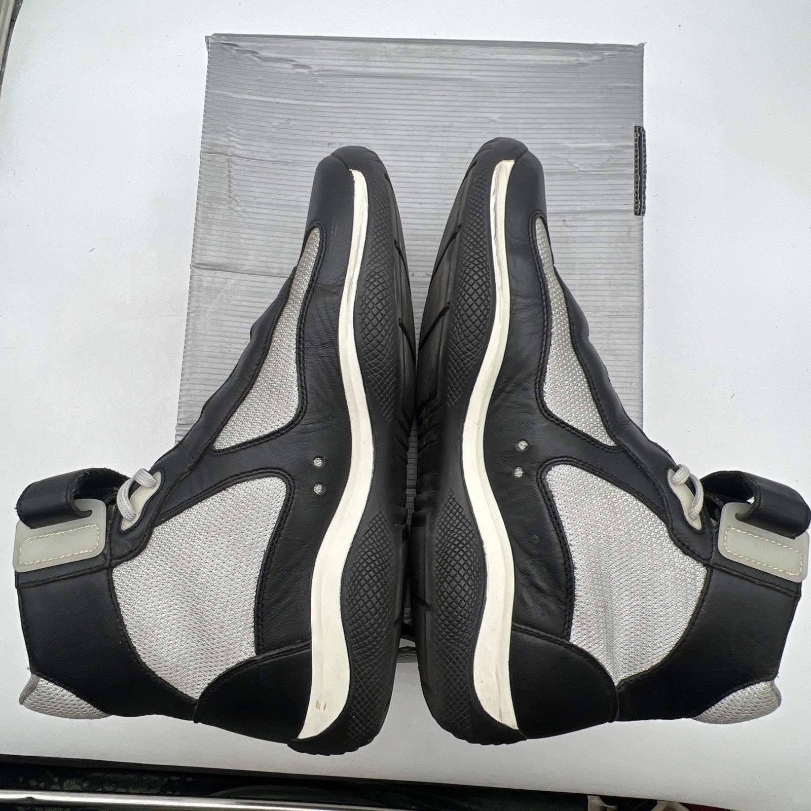 Size 9.5P - Prada American Cup Sneaker High Top Nero/ Argento