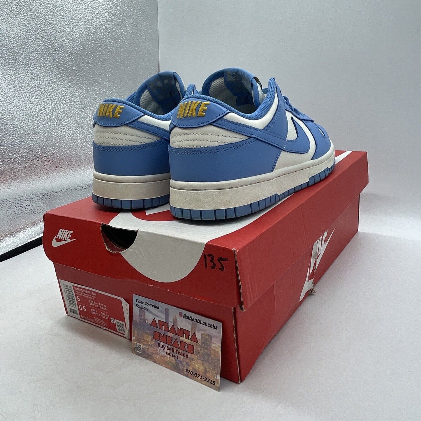 Size 8W - Nike Dunk Low Coast White Blue Gold Leather (DD1503-100)