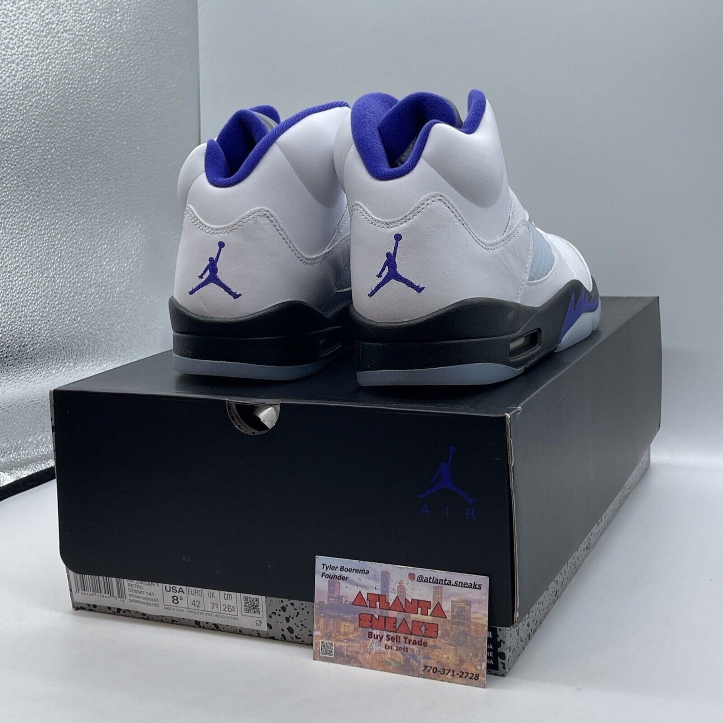 Size 8.5 - Jordan 5 Concord 2022 Purple Black White Leather (DD0587-141)