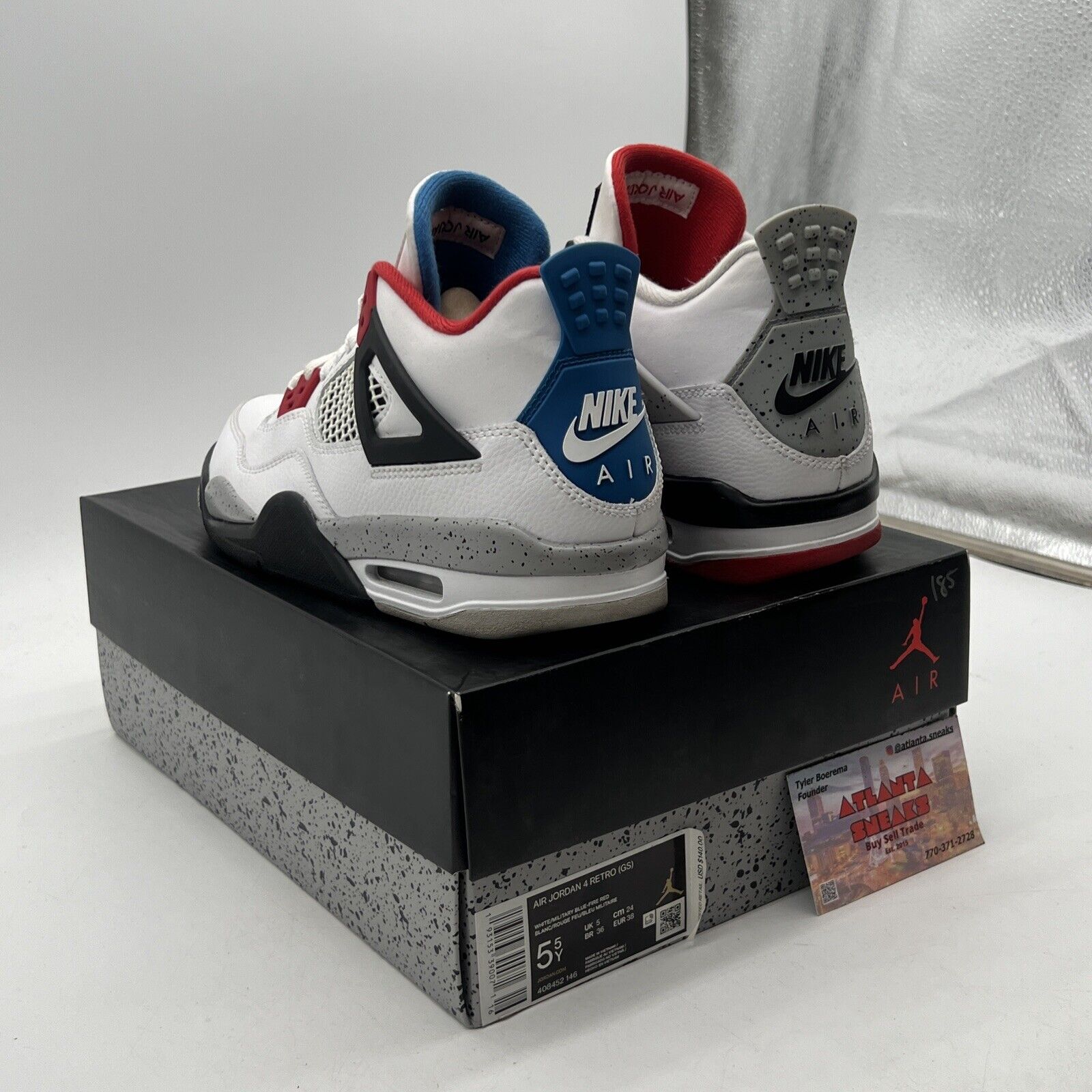 Size 5.5Y - Jordan 4 Retro SE Mid What The 4 White Blue Red Black (408452-146)