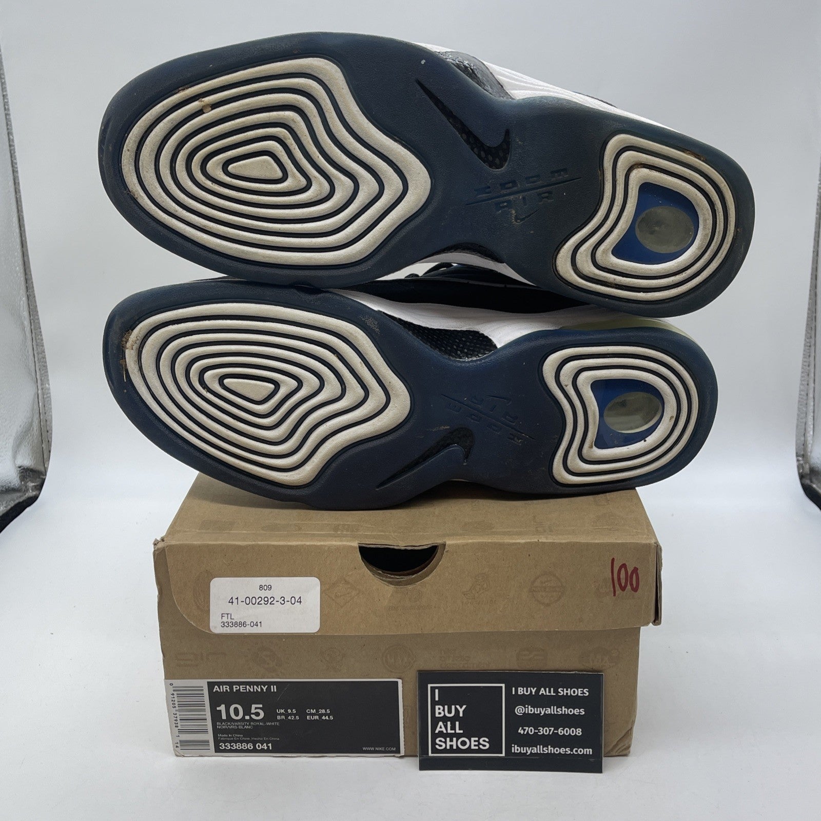 Size 10.5 - Nike Air Penny 2 Black Royal Blue White Suede (333886-041)
