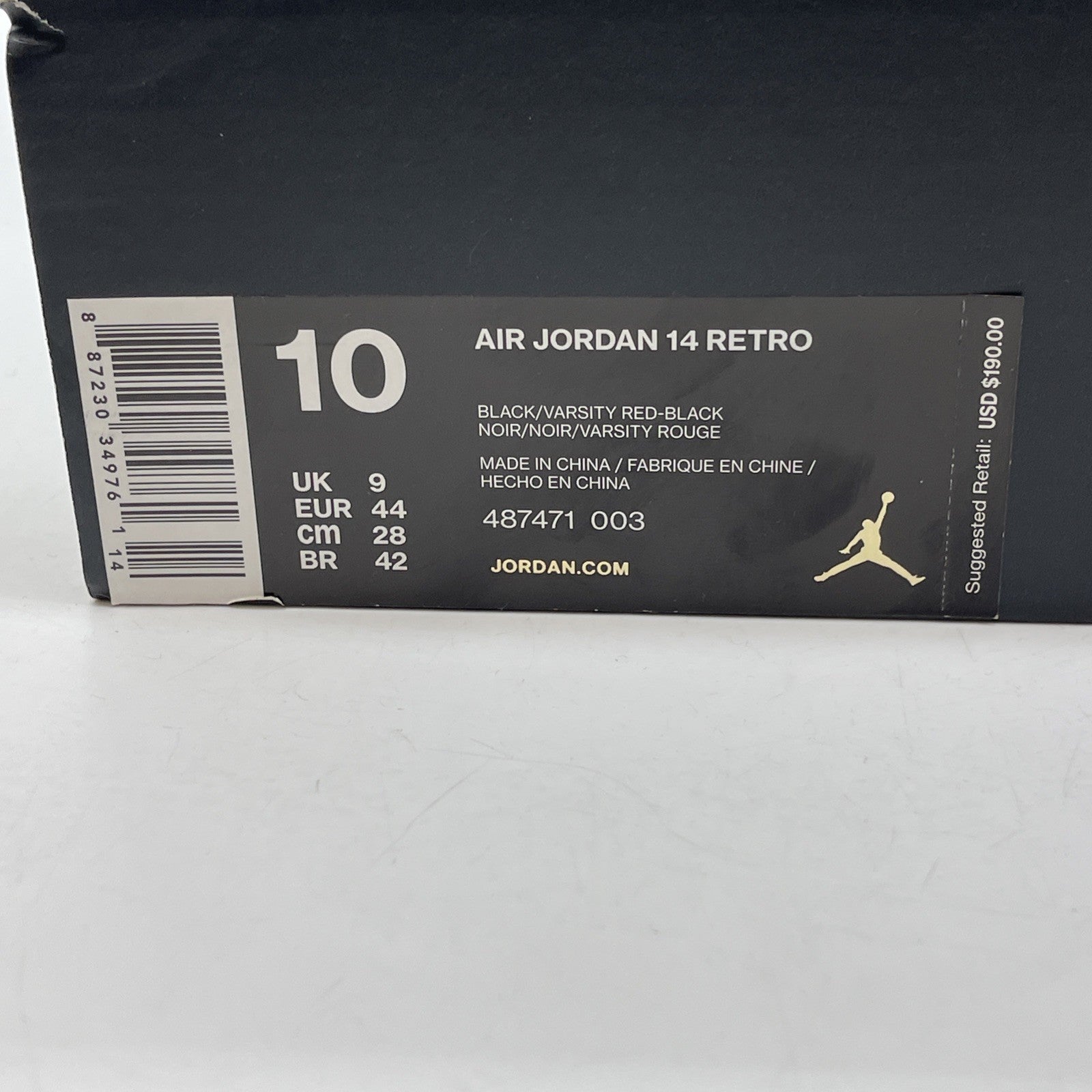 Size 10 - Air Jordan 14 Retro 2018 Last Shot Black Suede Leather  (487471-003)