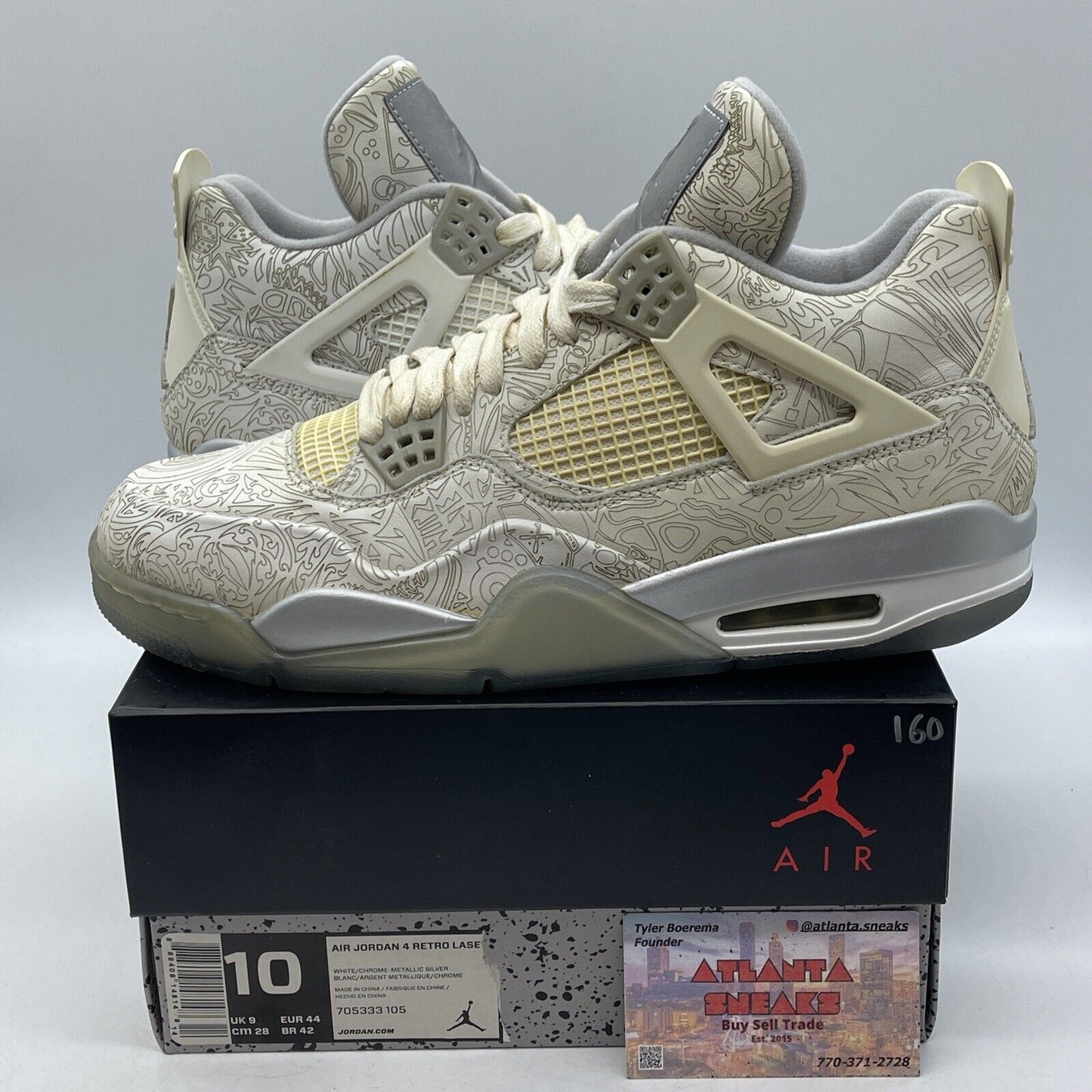 Size 10 - Air Jordan 4 Retro 30th Anniversary Laser Suede Leather (705333-106)