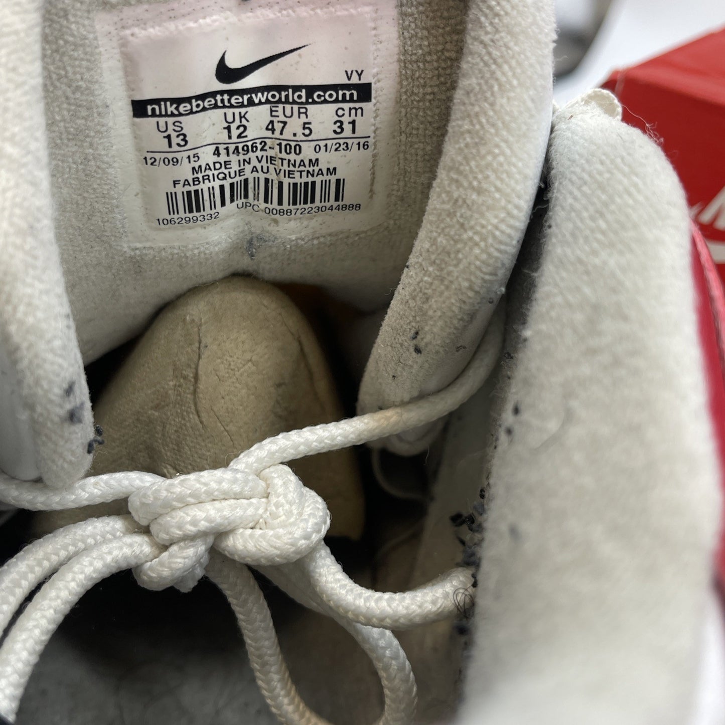 Size 13 - Nike Air More Uptempo White Red Leather (414962-100)