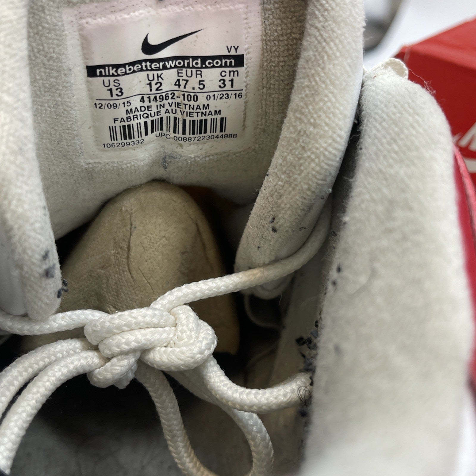 Size 13 - Nike Air More Uptempo White Red Leather (414962-100)