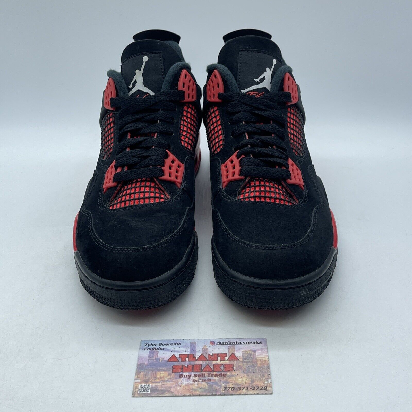 Size 9.5 - Jordan 4 Retro Mid Red Thunder Black Suede White Leather (CT8527-016)