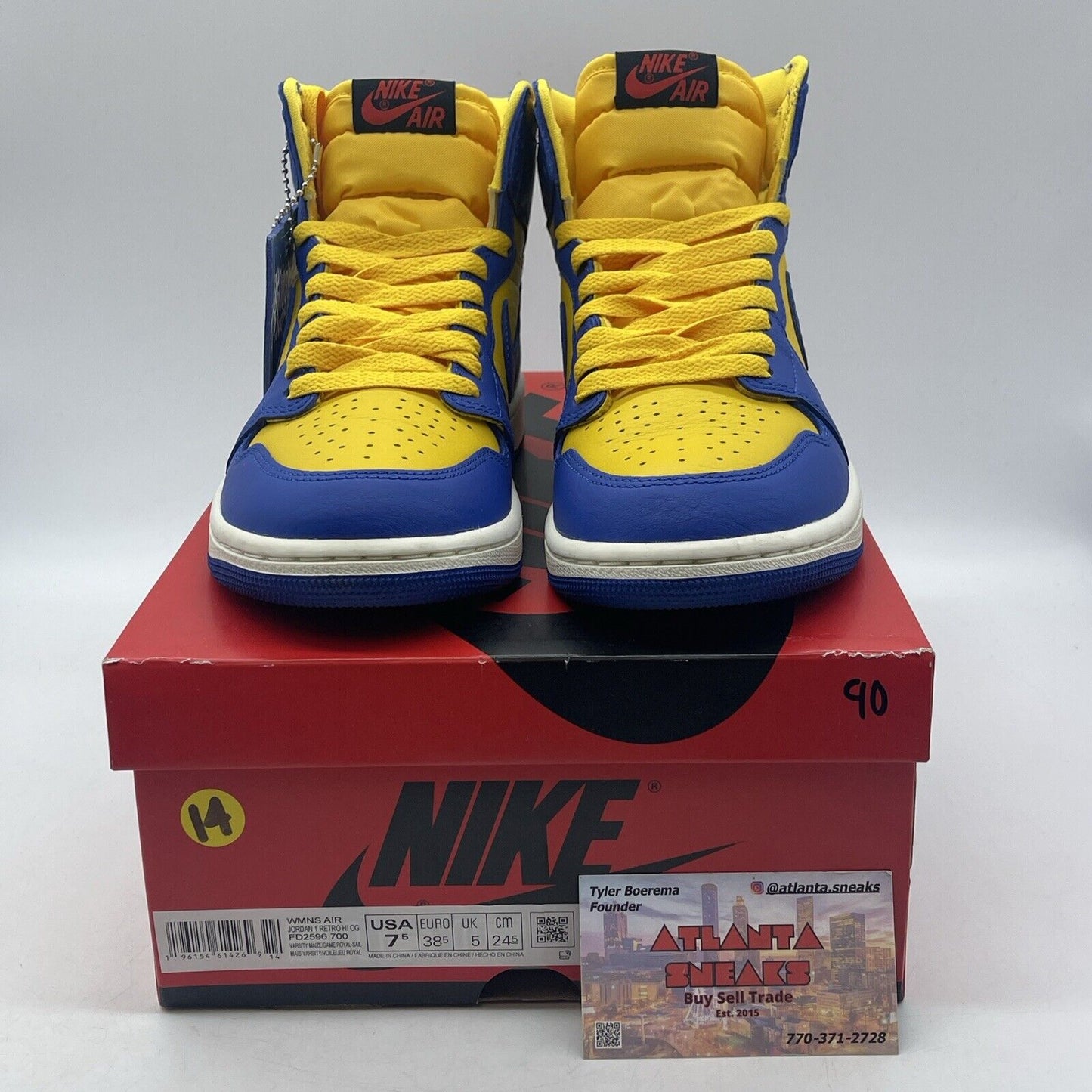 Size 7.5 - Air Jordan 1 Retro OG High Reverse Laney W White Yellow (FD2596-700)