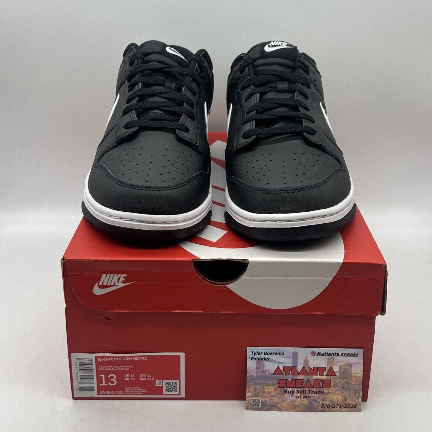 Size 13 - Nike Dunk Low Black Panda 2.0 Brand New Og All Black White