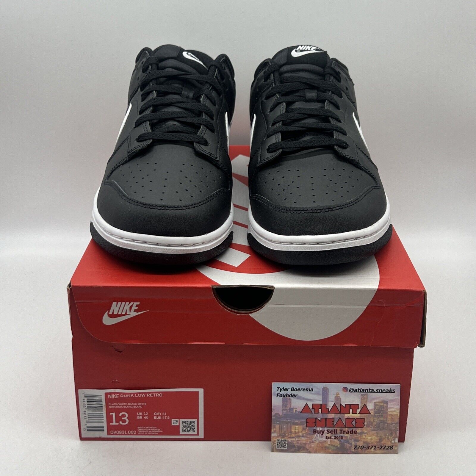 Size 13 - Nike Dunk Low Black Panda 2.0 Brand New Og All Black White