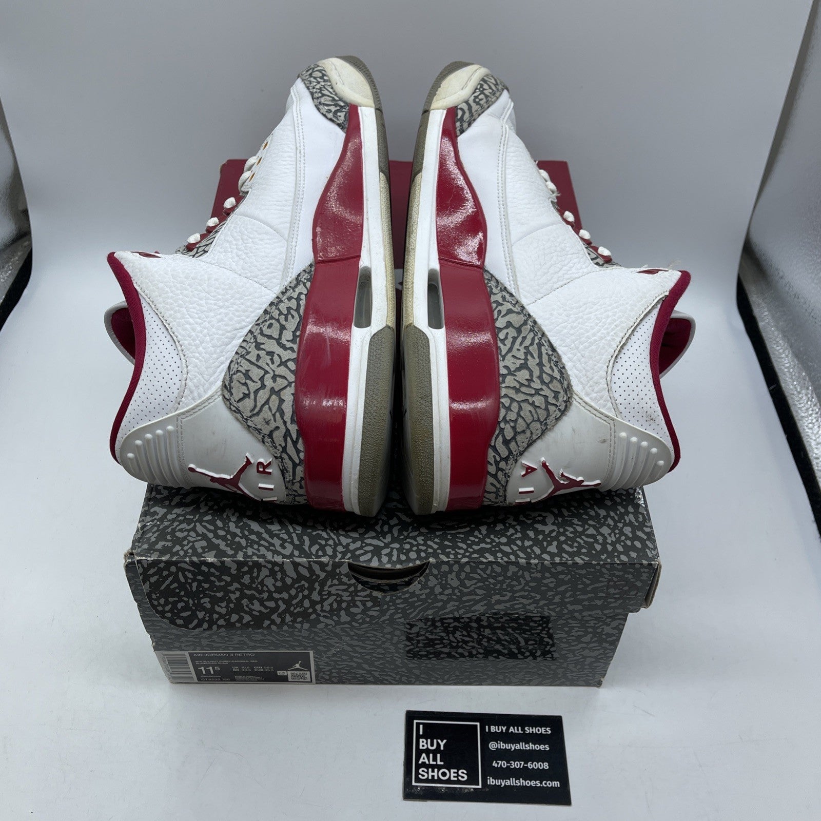 Size 11.5 - Jordan 3 Retro Mid Cardinal Red White Grey Leather (CT8532-126
