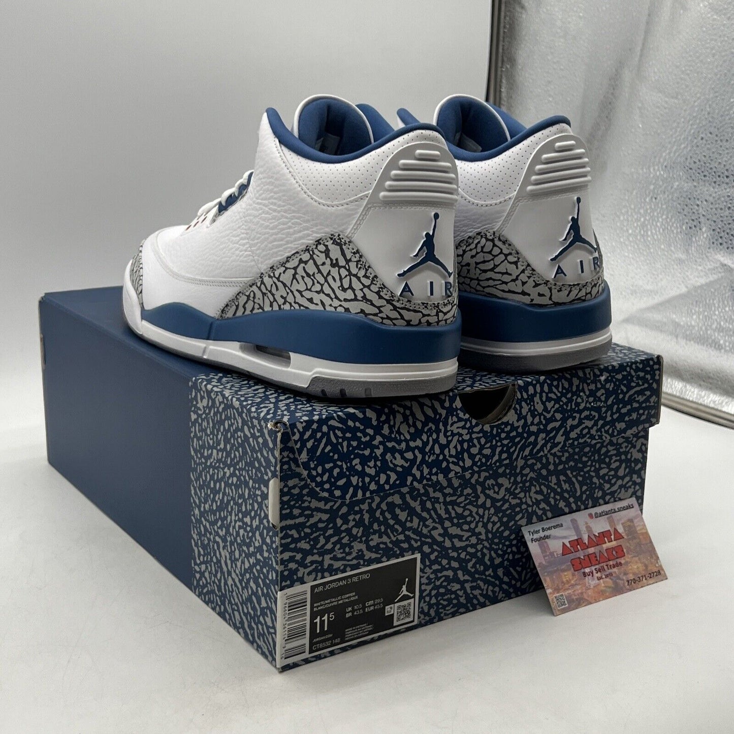 Size 11.5 - Jordan 3 Retro Mid Washington Wizards White Blue (CT8532-148)