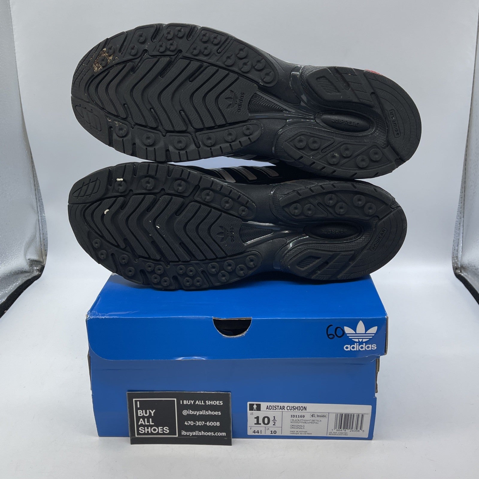 Size 10.5 - adidas Adistar Cushion Lace Up  Mens Black (ID1169)