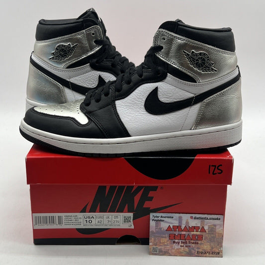 Size 10 - Jordan 1 High OG Metallic Silver Black White Leather (CD0461-001)