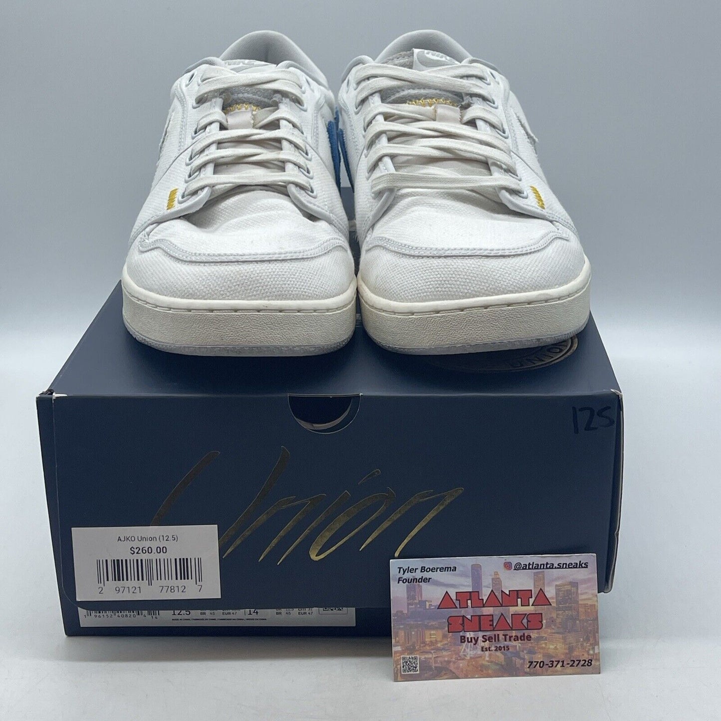 Size 12.5 - Jordan 1 KO x Union LA Low White Neutral Grey Blue (DO8912-101)