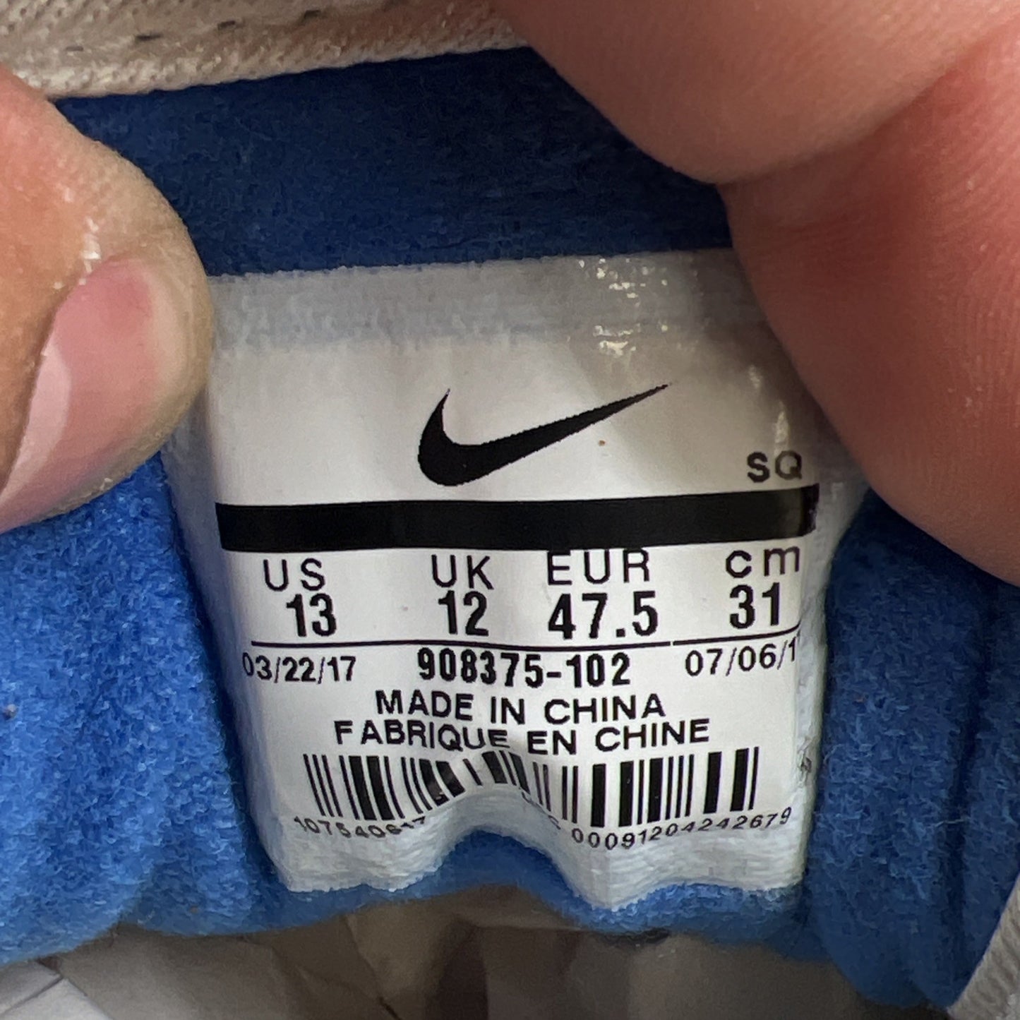 Size 13 - Nike Air Max 1 OG Anniversary 2017 Re-Release Royal (908375-102)