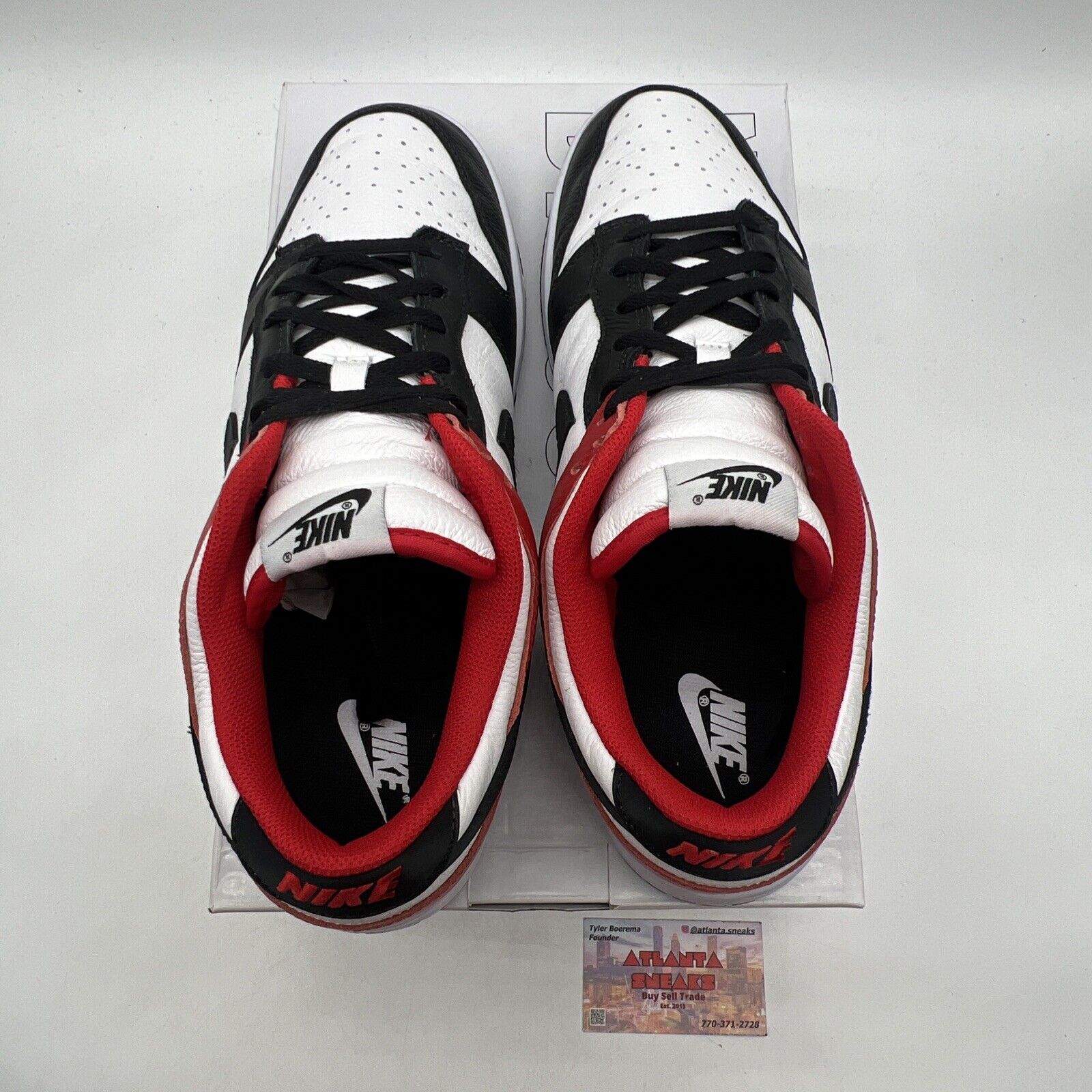 Size 13 - NIKE DUNK LOW NIKE BY YOU ID "CHICAGO" WHITE-BLACK-RED (FN0569-900)