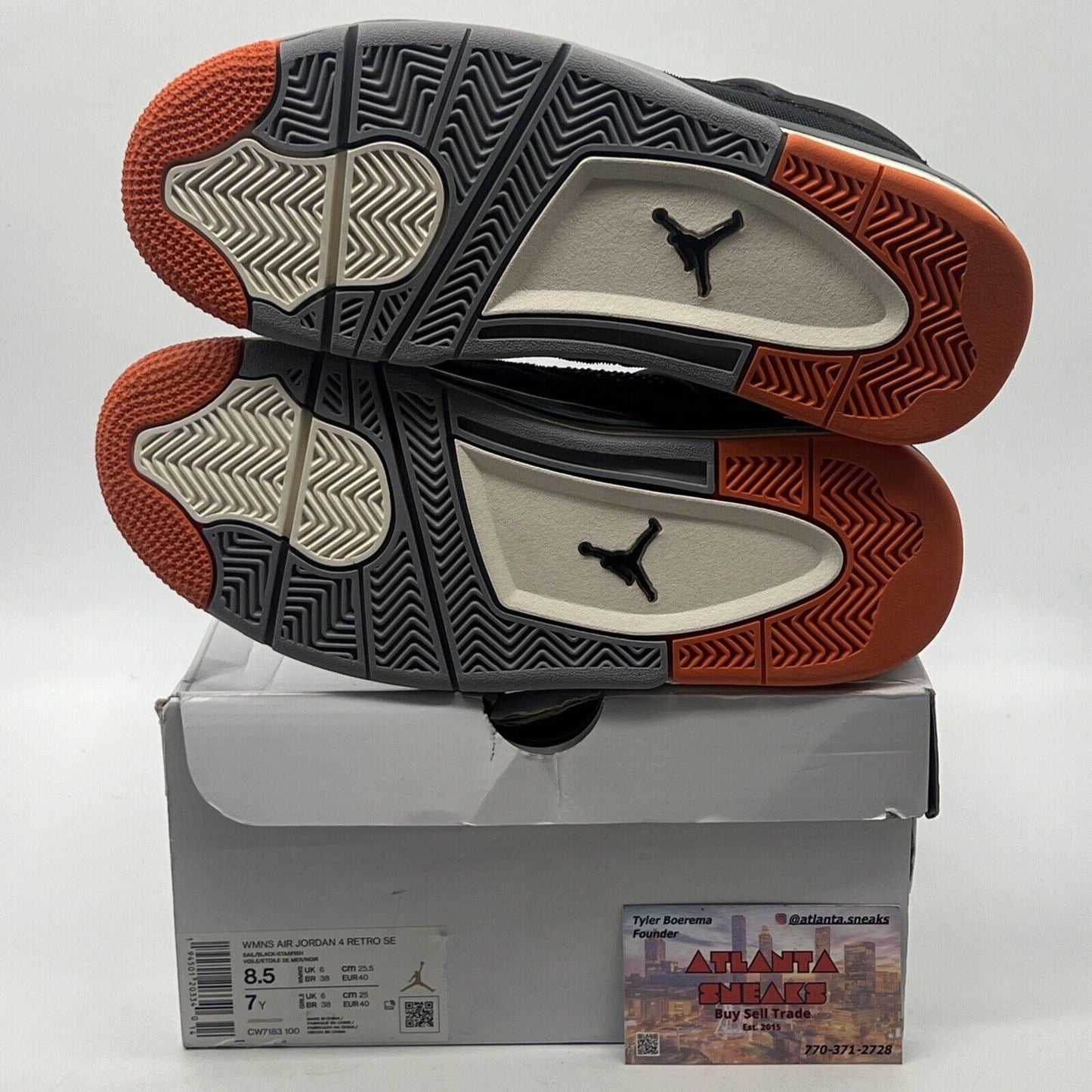 Size 8.5 - Air Jordan 4 Retro Starfish W Black Orange Grey (CW7183-100)