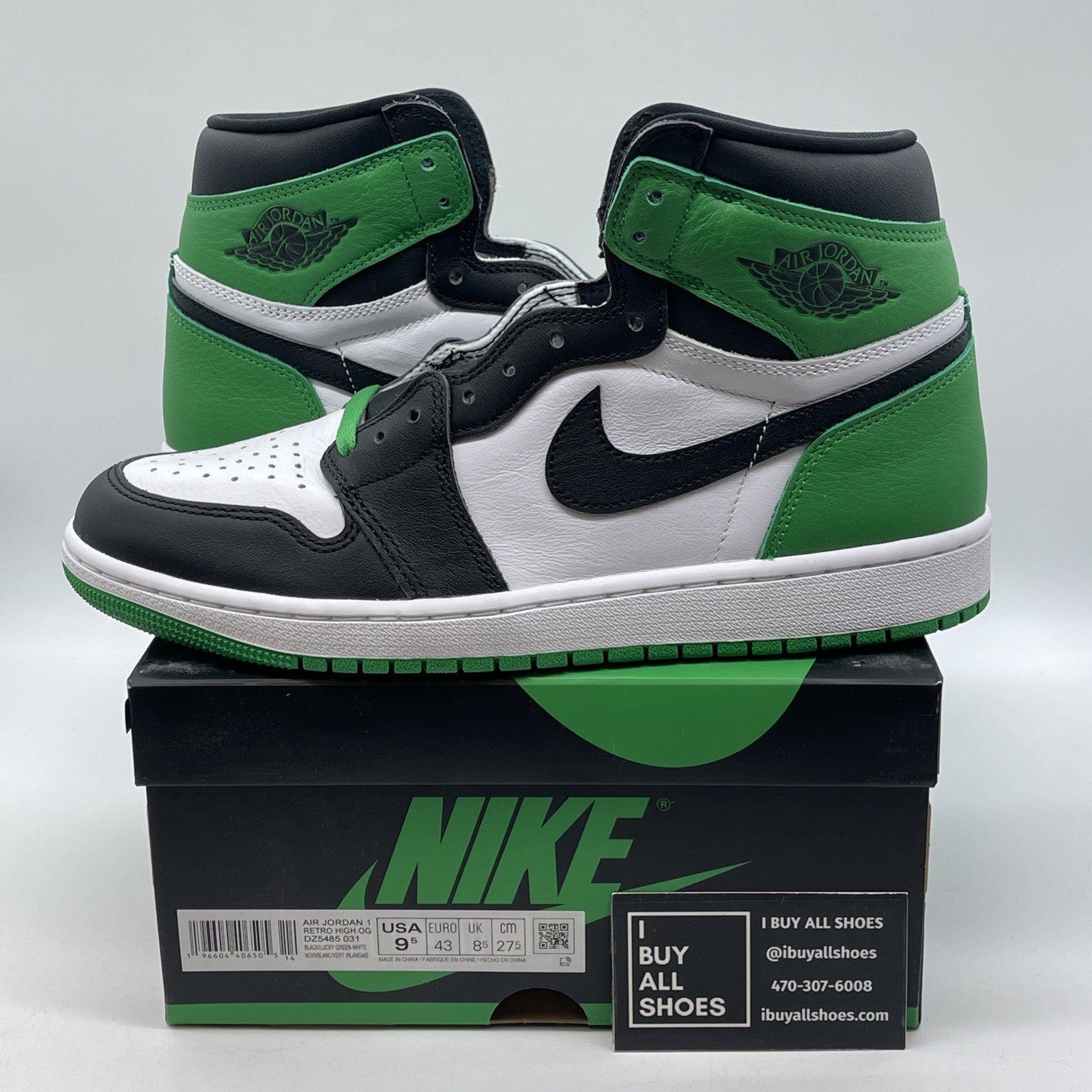 Size 9.5 - Air Jordan 1 Retro OG High Lucky Green Leather (DZ5485-031)