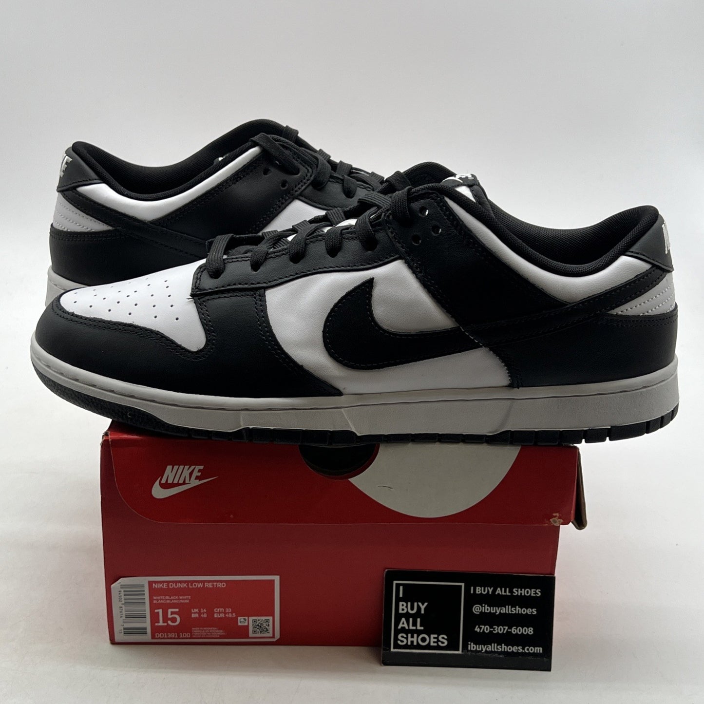 Size 15 - Nike Dunk Low Black White (DD1391-100)