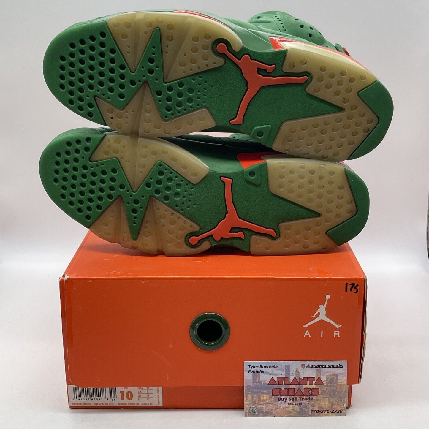 Size 10 - Air Jordan 6 Retro NRG Green Suede Gatorade Orange Suede (AJ5986-335)