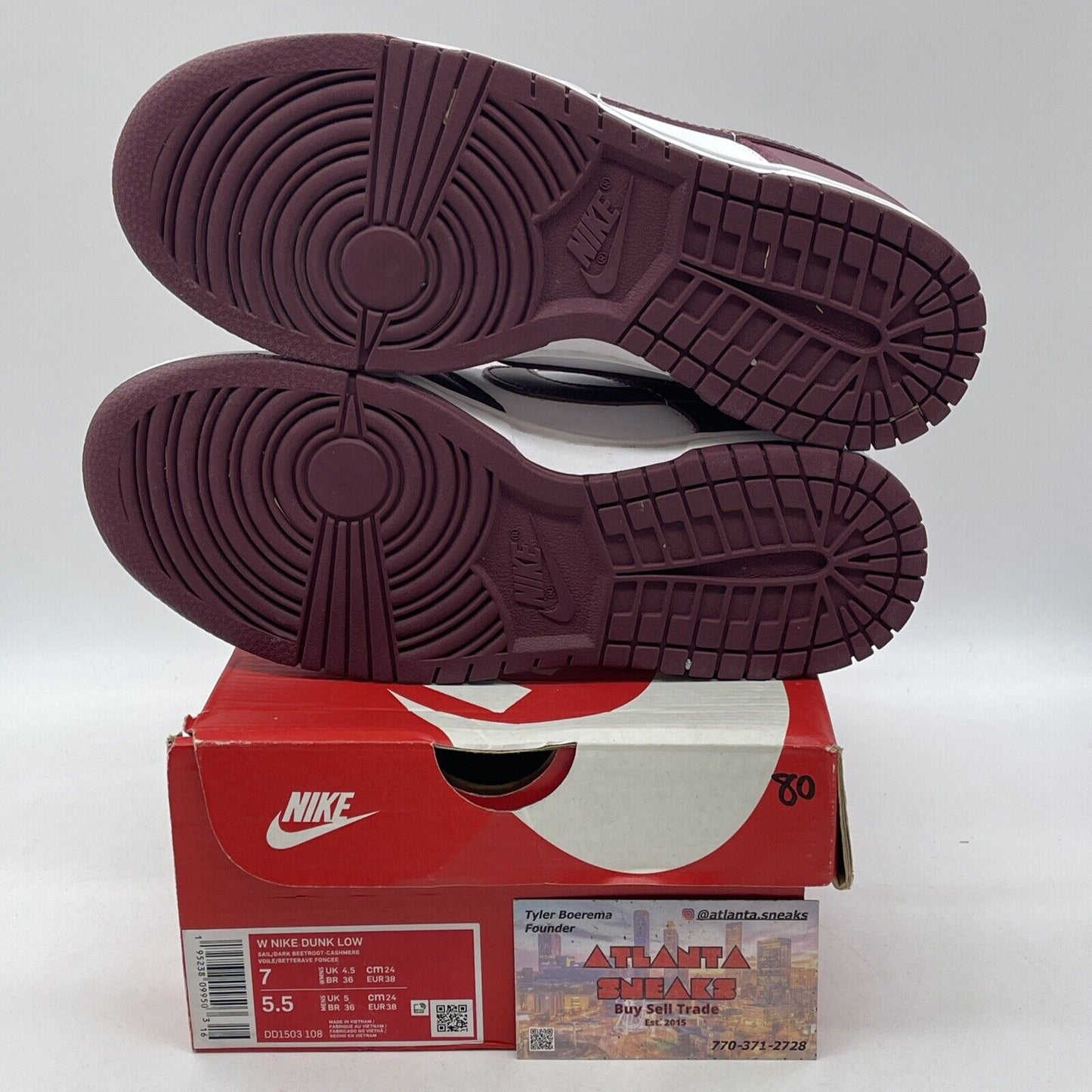 Size 7W - Nike Dunk Low Dark Beetroot  Burgundy White Leather (DD1503-108)