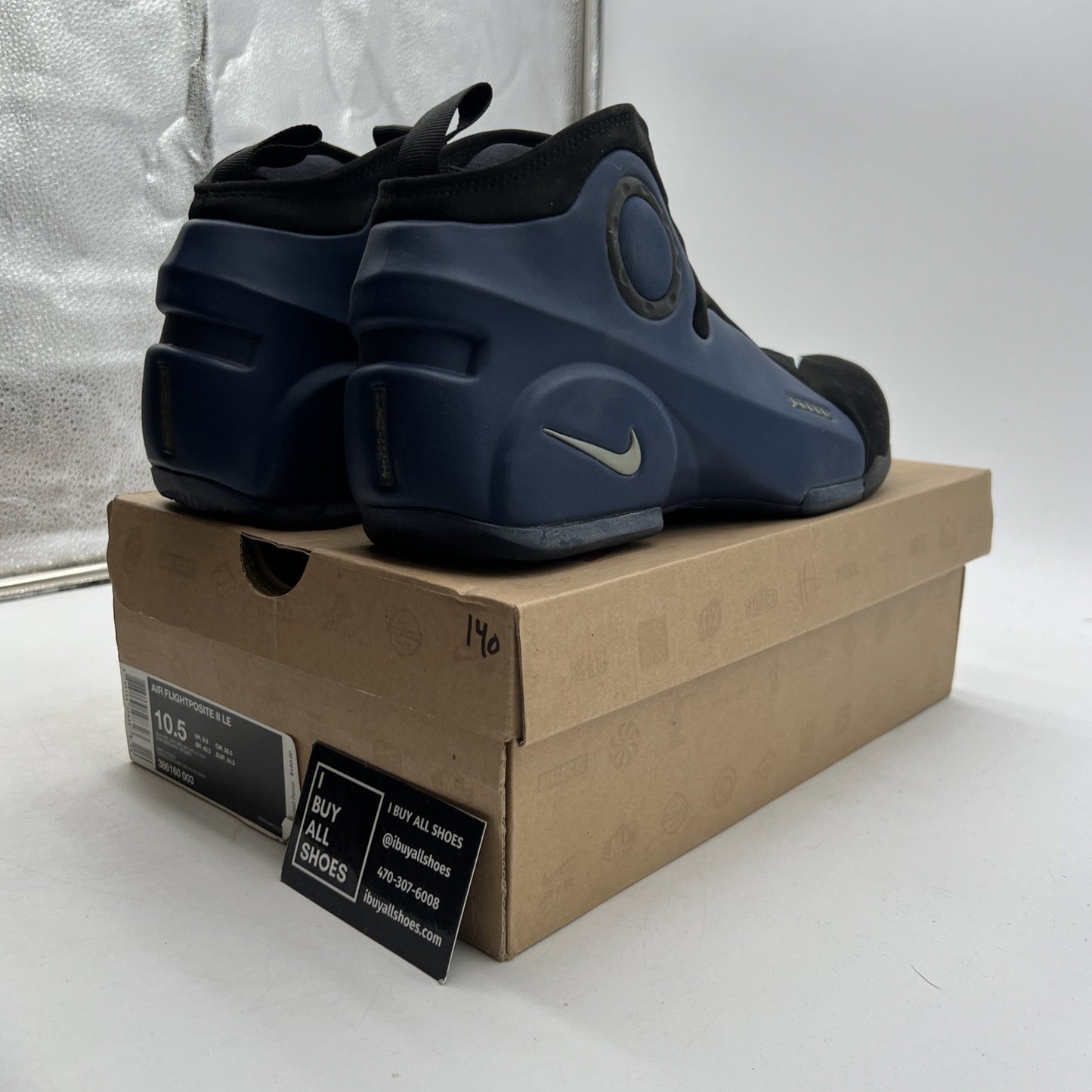 Size 10.5 - Nike Air Flightposite 2 Black Midnight Navy (386160-003)