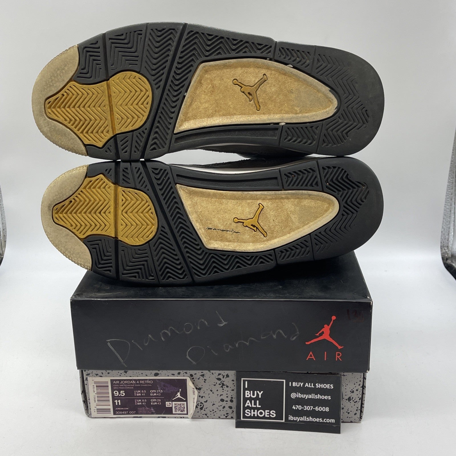 Size 9.5 - Jordan 4 Retro Low Cool Grey Silver White Suede (308497-007)
