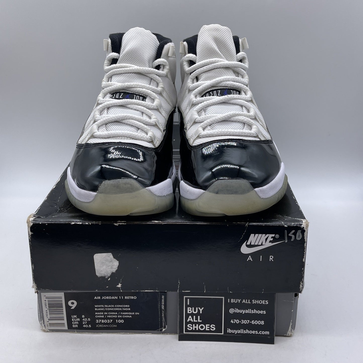 Size 9 - Jordan 11 Retro High Concord Black White Leather (378037-100)