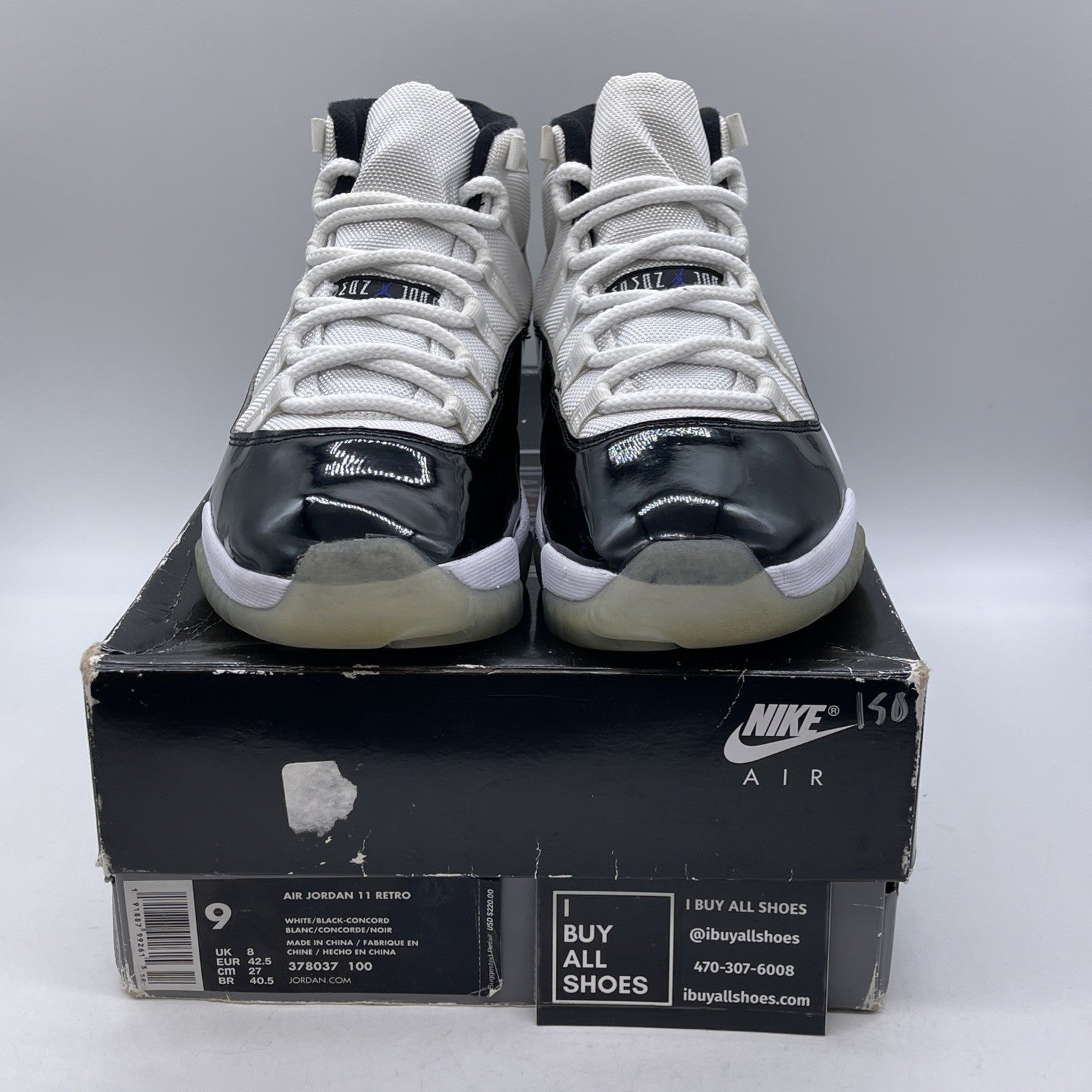 Size 9 - Jordan 11 Retro High Concord Black White Leather (378037-100)
