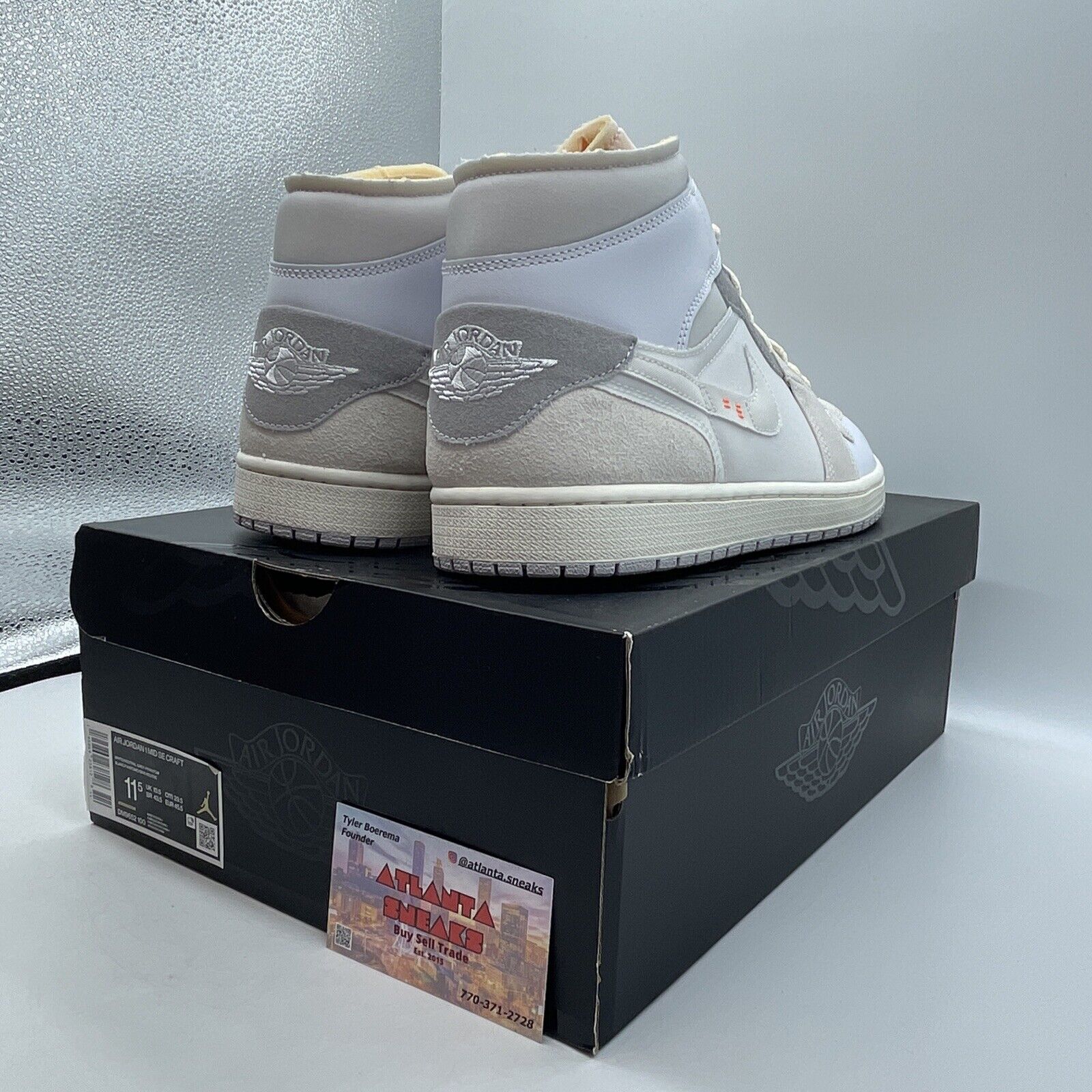 Size 11.5 - Jordan 1 Mid SE Craft Inside Out White Grey Suede (DM9652-100)