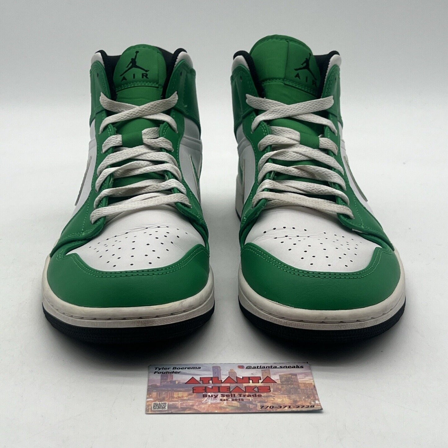 Size 10 - Air Jordan 1 Mid Lucky Green White Leather (DQ8426-301)