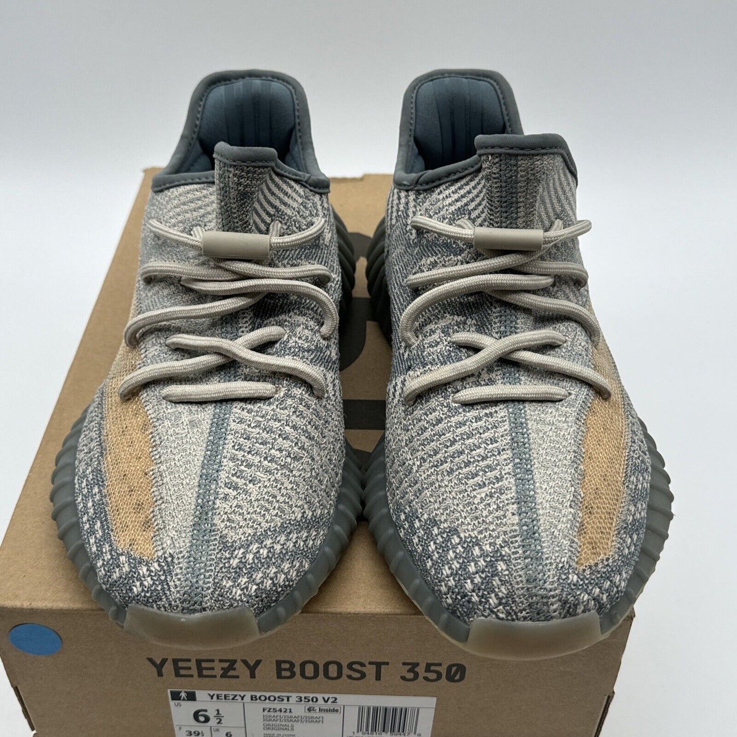 Size 6.5 - adidas Yeezy Boost 350 V2 Low Israfil Blue Yellow Grey Comfy Boost Ye