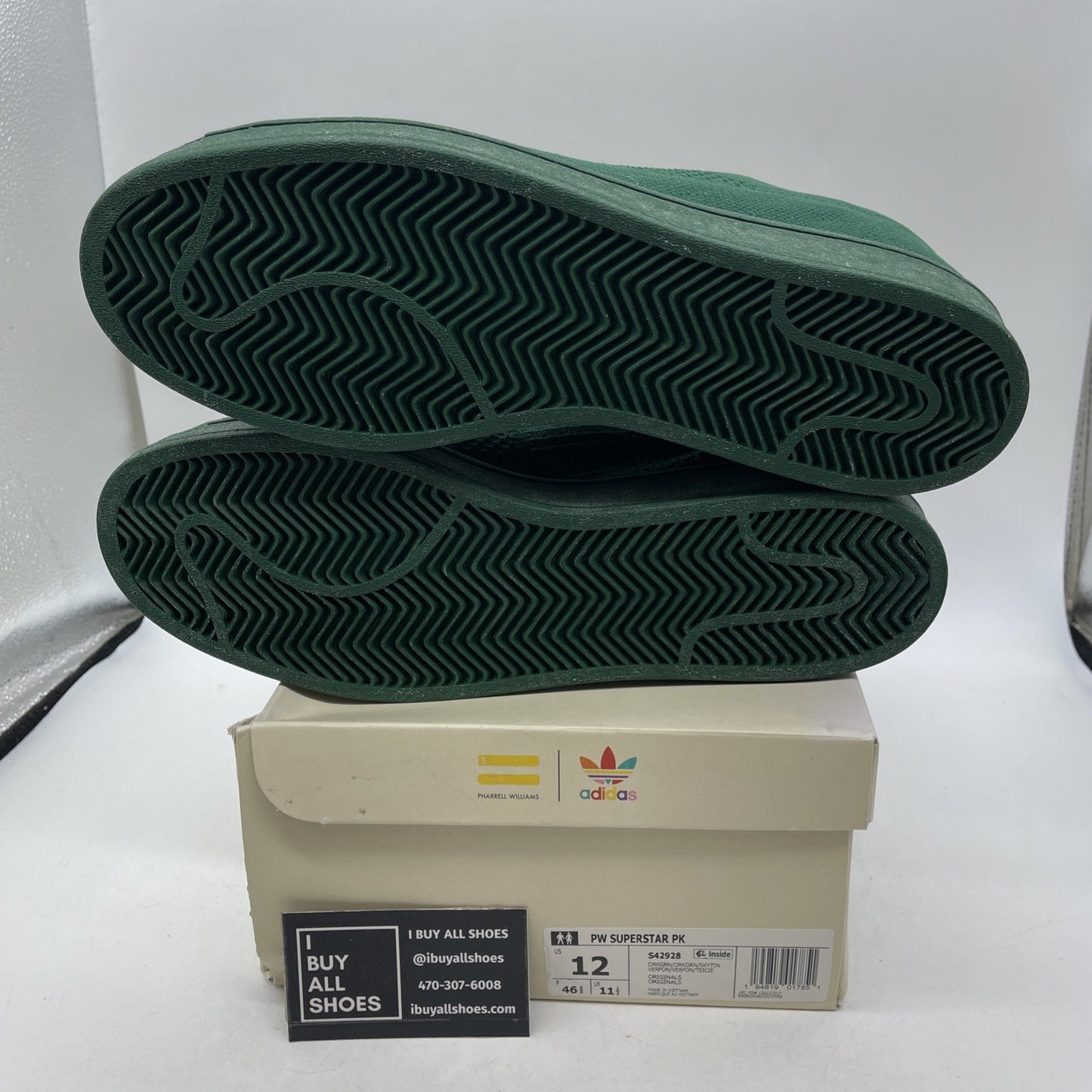 Size 12 - Adidas Pharrell x Superstar Primeknit Dark Green (S42928)