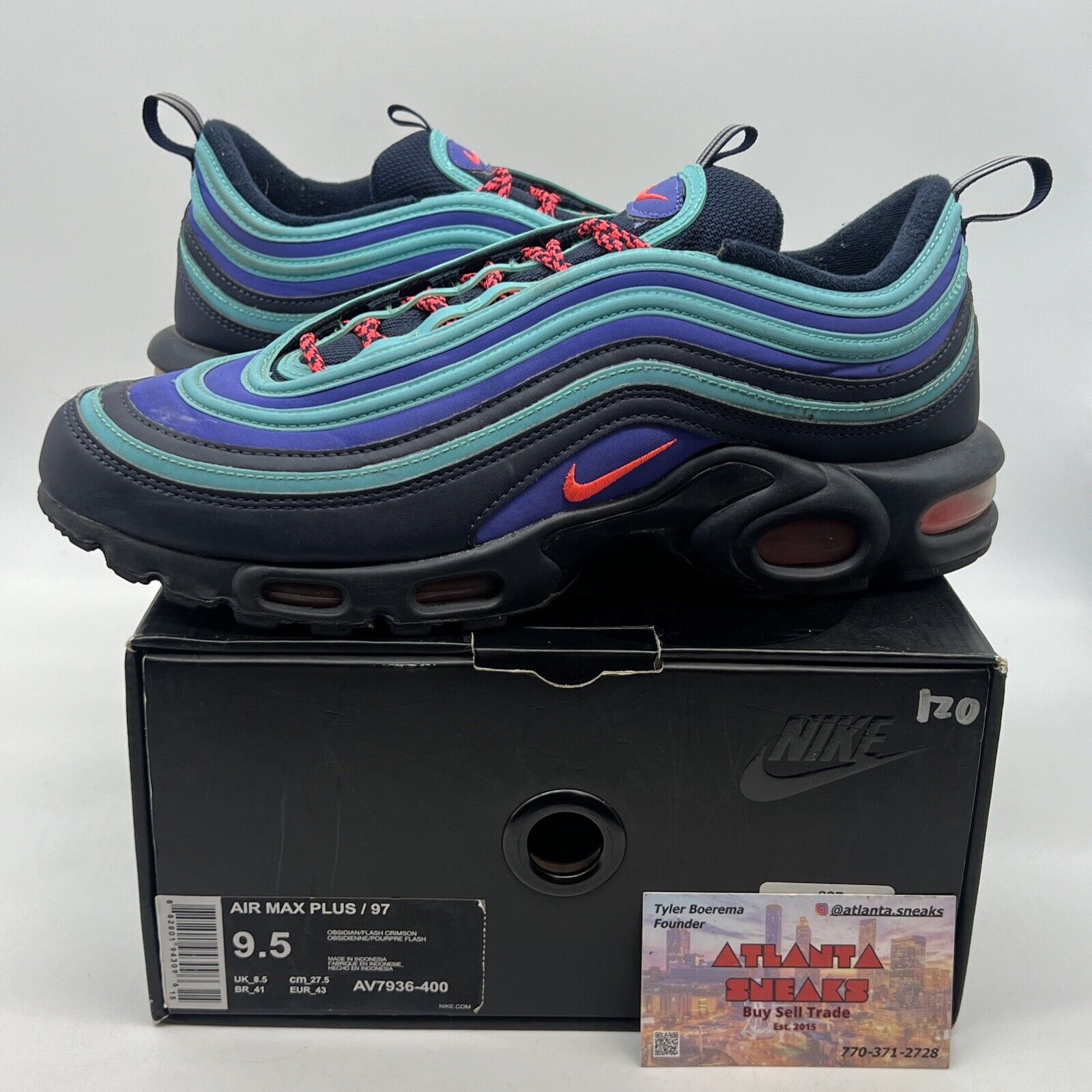 Size 9.5 - Nike Air Max Plus/97 Discover Your Air Aqua Navy (AV7936-400)