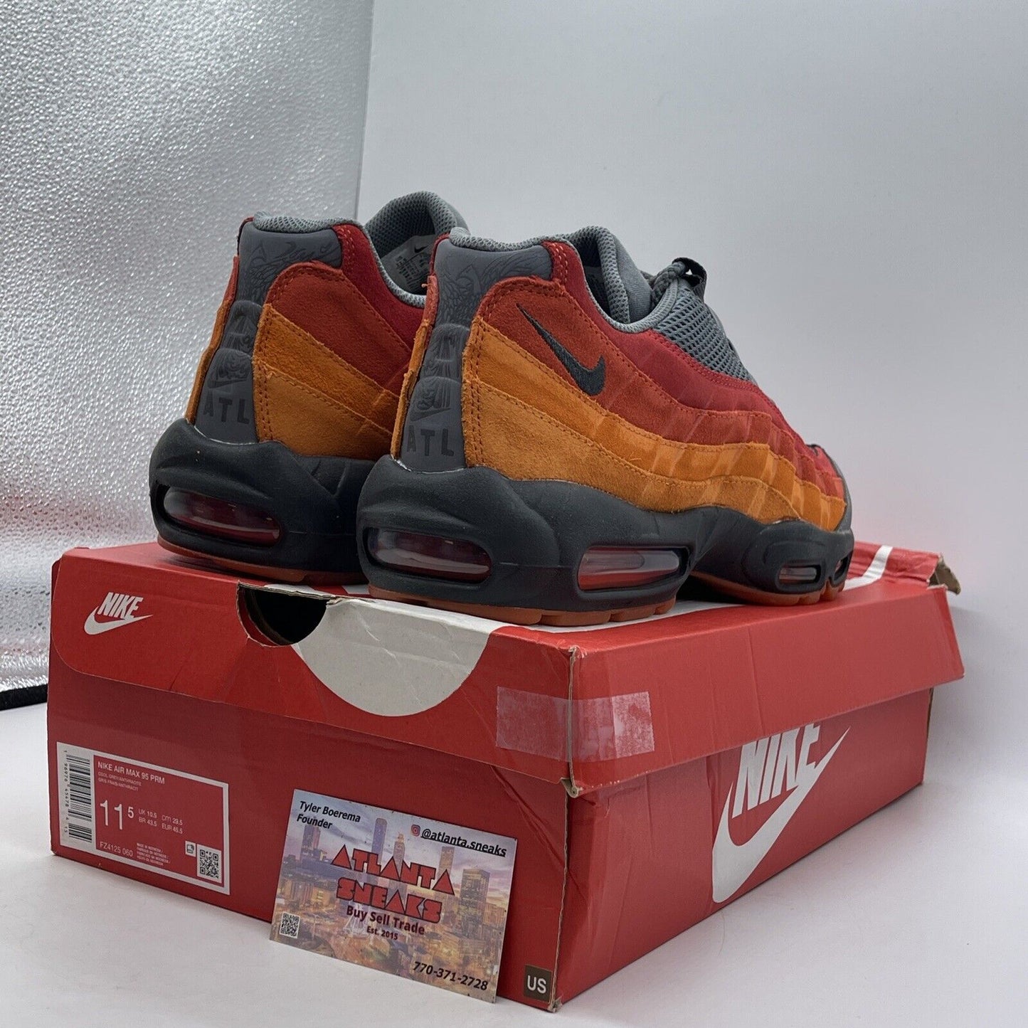 Size 11.5 - Nike Air Max 95 Premium Atlanta Black Grey Suede (FZ4125-060)