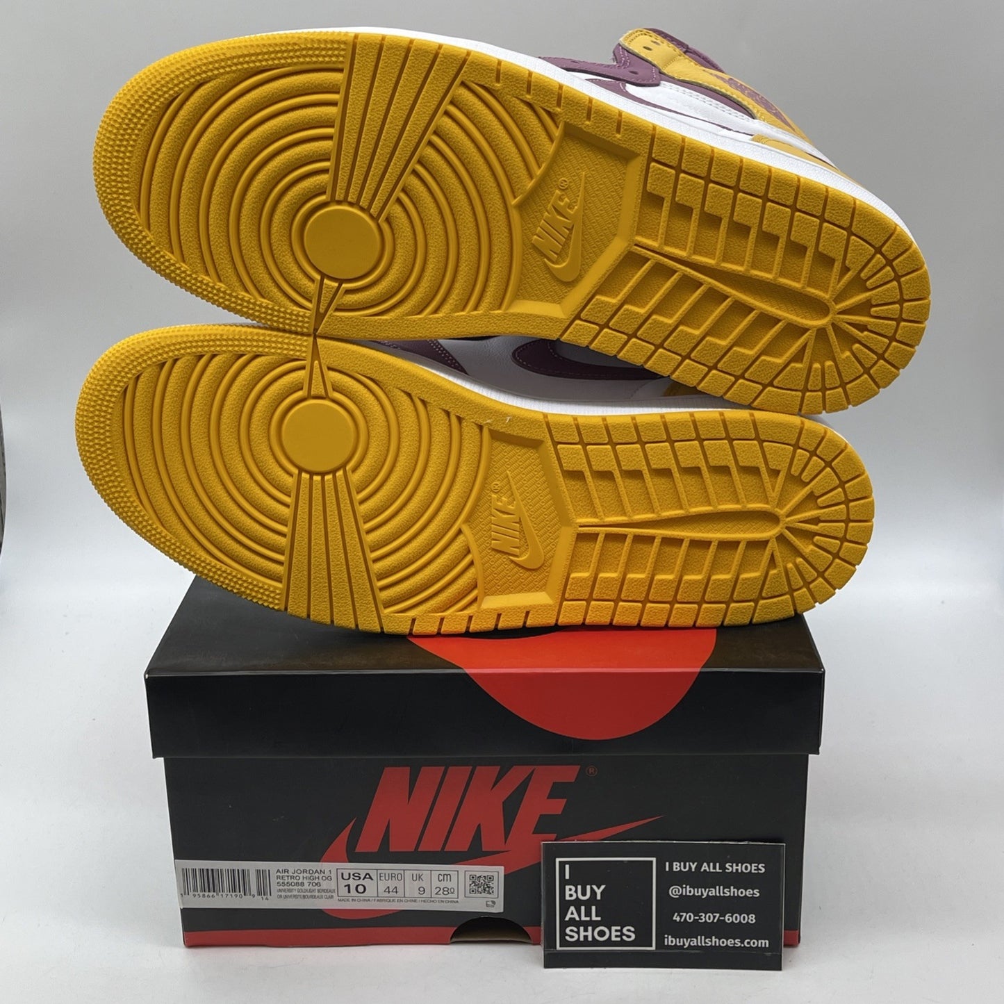 Size 10 - Jordan 1 Retro High OG Brotherhood 2022 Yellow Leather (555088-706)