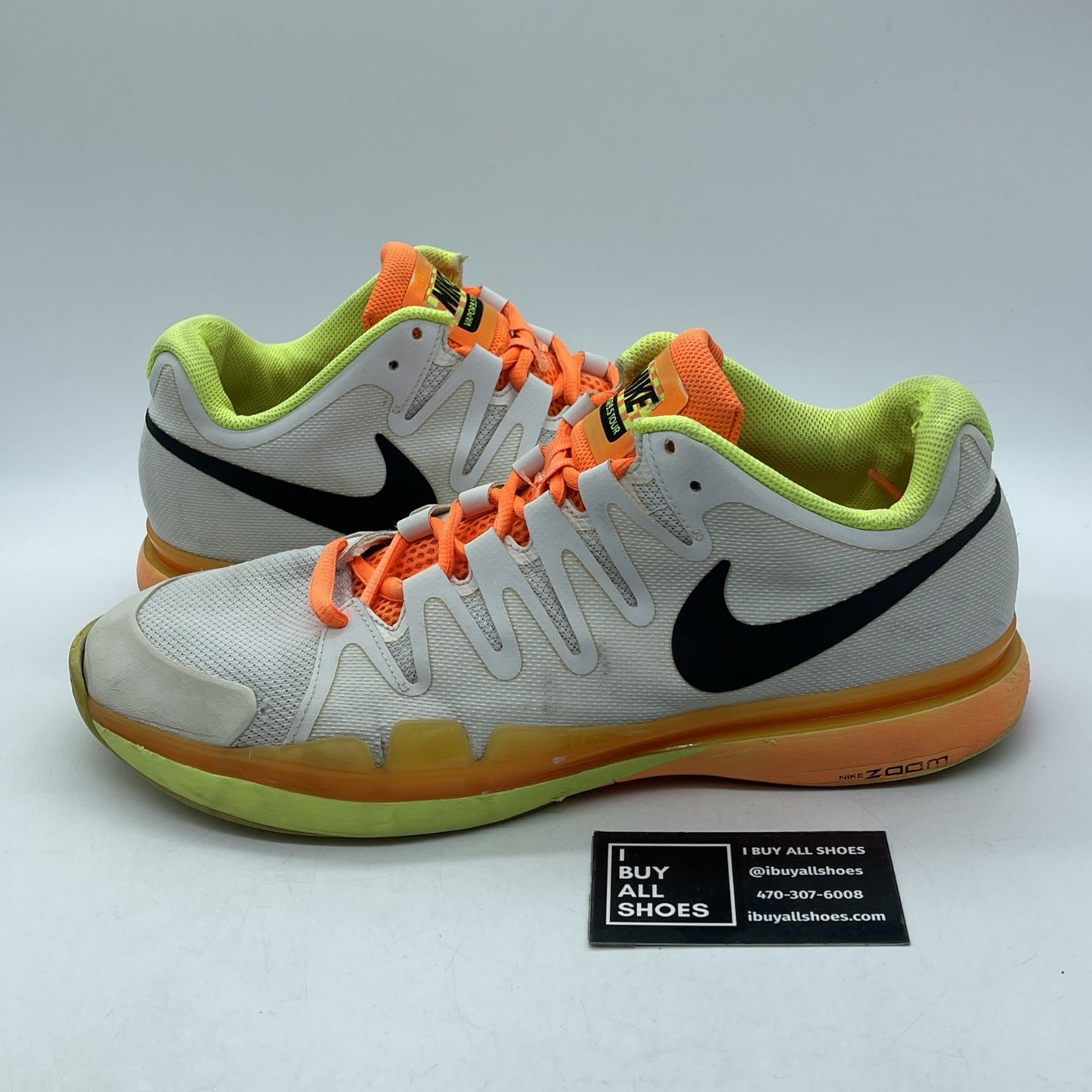 Size 12 - NIKE Federer Zoom Vapor Tour White Black Suede (631458-107)