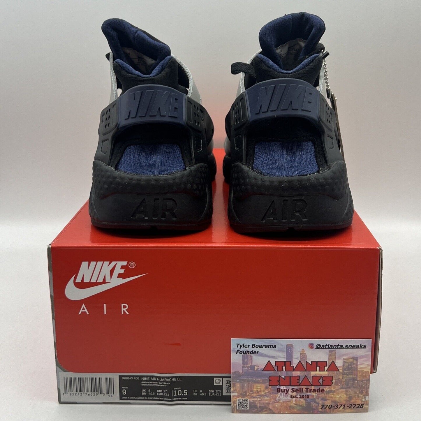 [DH8143-400] Mens Nike Air Huarache LE Grey Navy Blue Black Og All Brand New