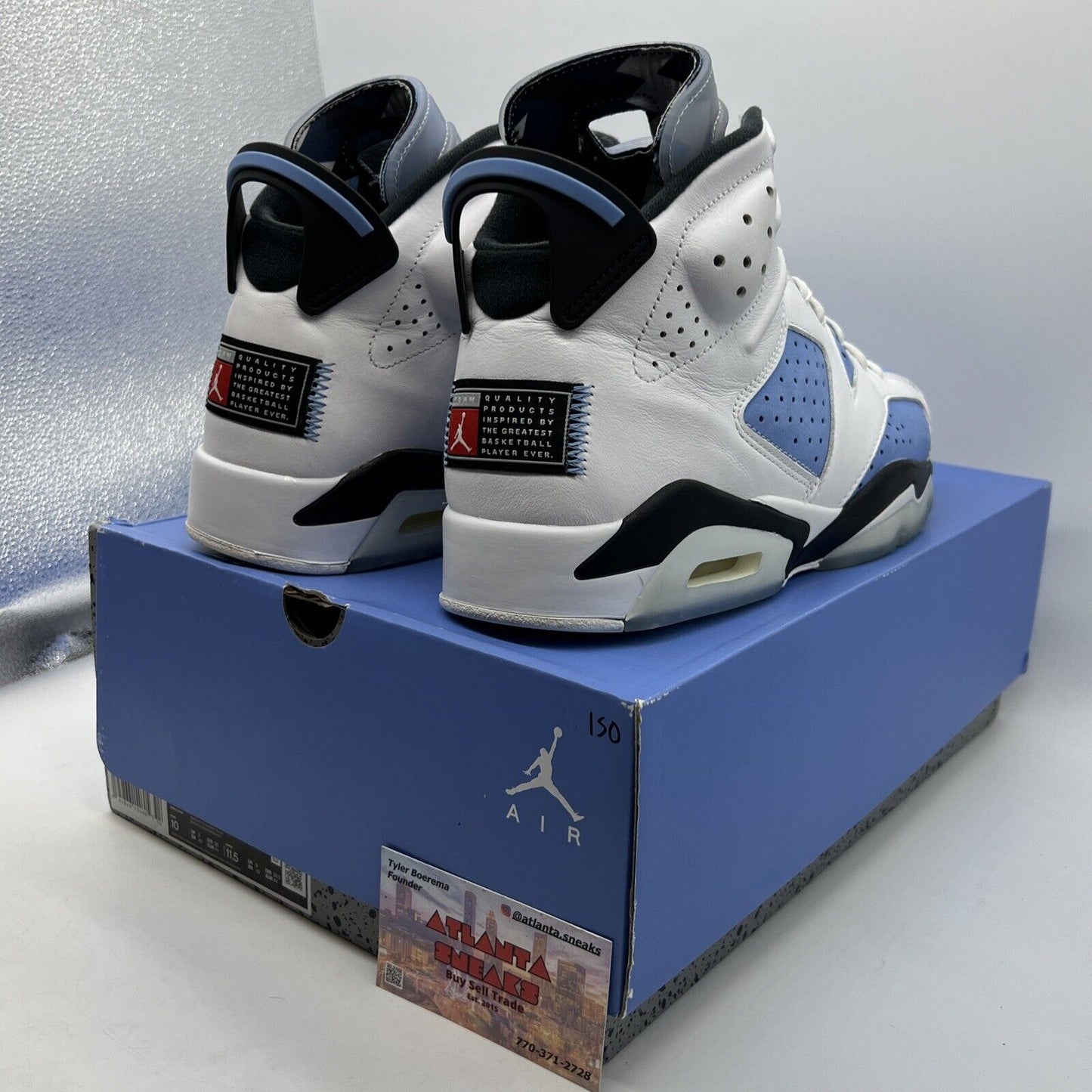 Size 10 - Jordan 6 Retro Mid UNC Home White Blue Suede Leather (CT8529-410)